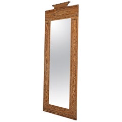 Antique French Provincial Mirror, Pine Wood, Faux Bamboo, 1900s