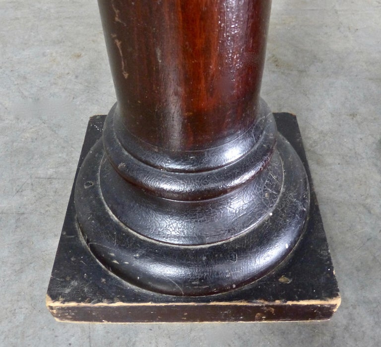 Wooden Pillars / Stands / Pedestals with Marble Tops, circa 1900 For