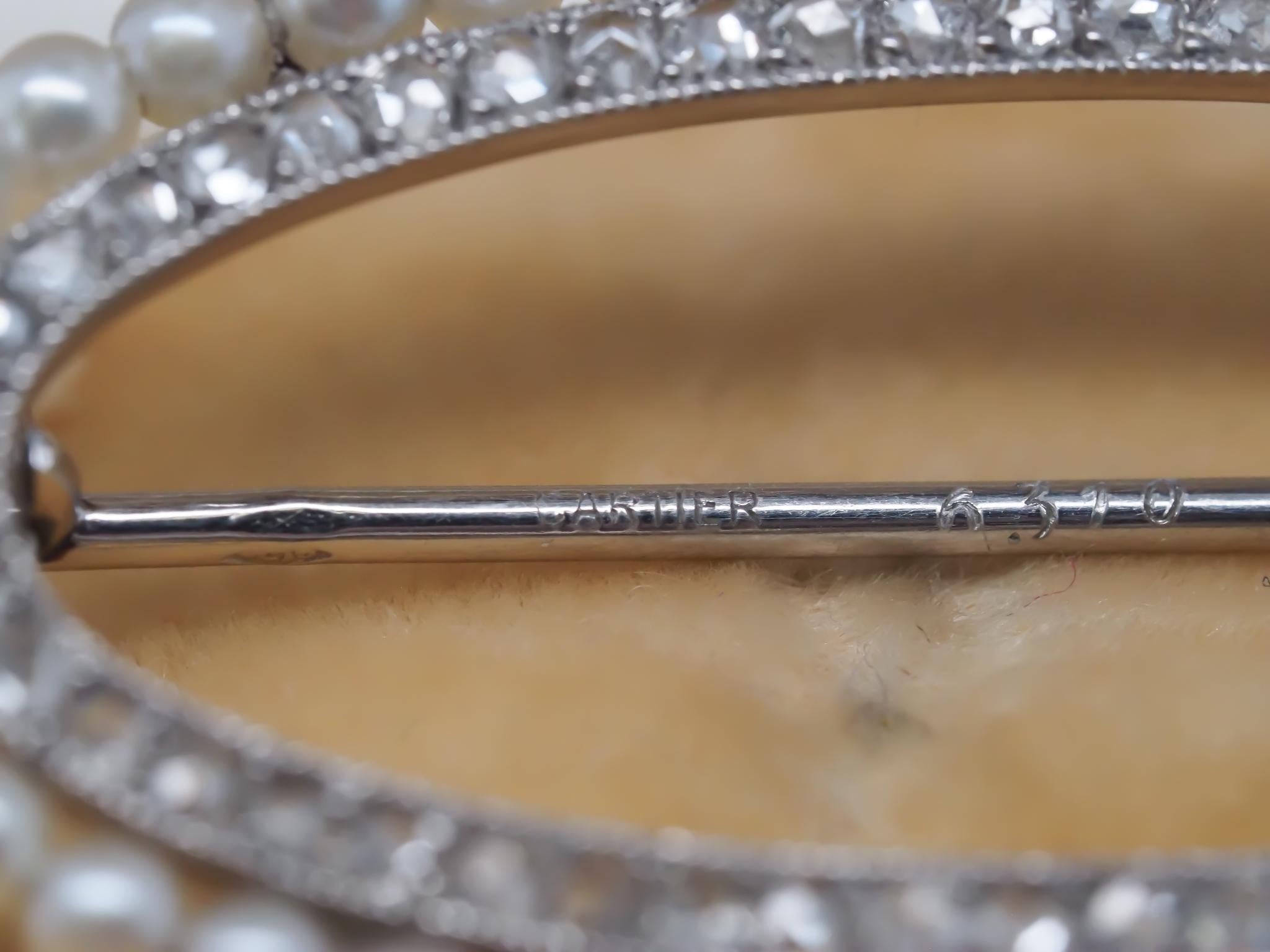 Circa 1900Circa 1900s Edwardian CARTIER Pearl & Diamond Brooch with Original Box 7