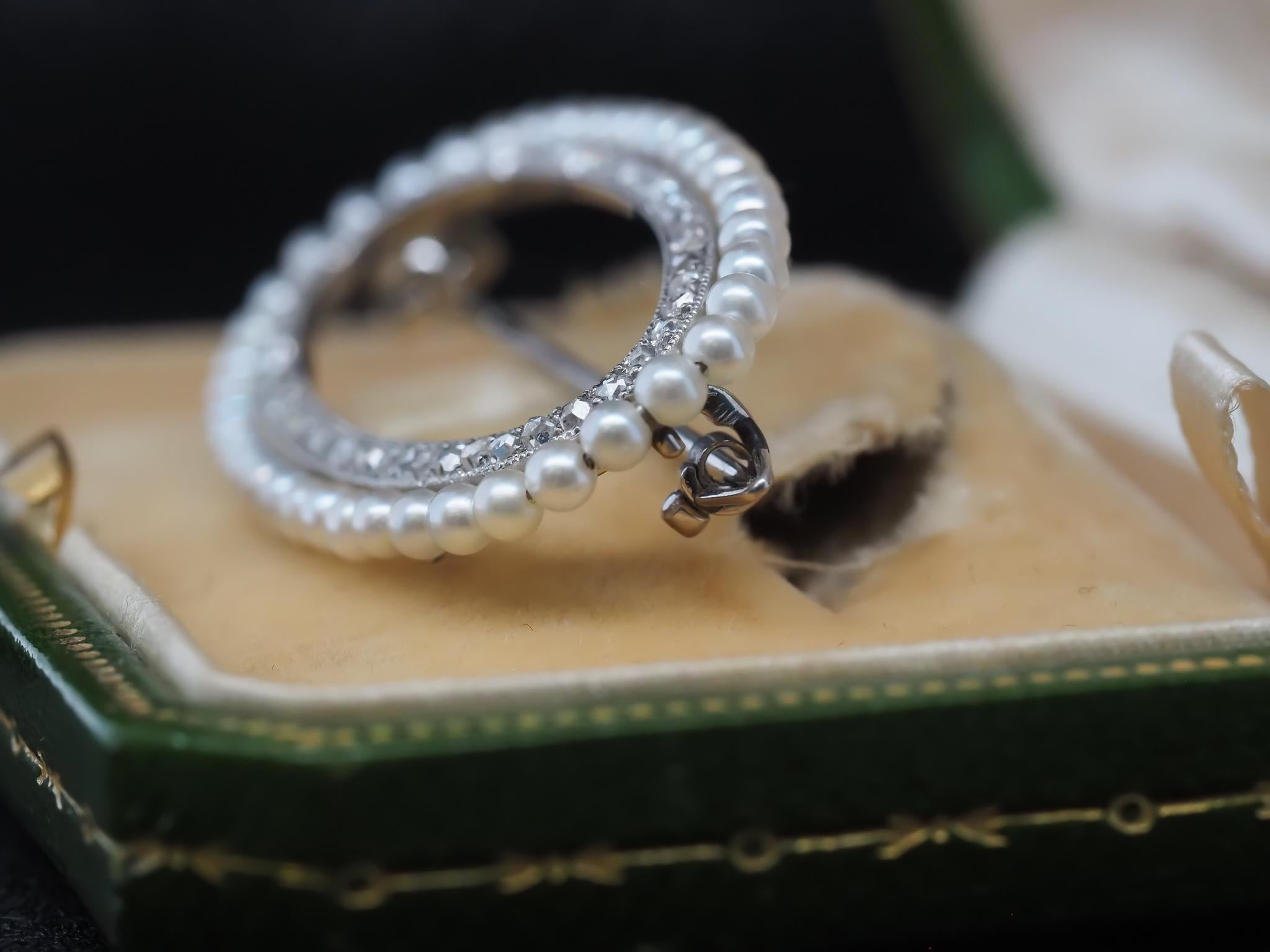 Circa 1900Circa 1900s Edwardian CARTIER Pearl & Diamond Brooch with Original Box 9