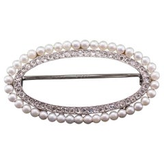 CIRCA 1900Circa 1900s Edwardian CARTIER Perle & Diamant-Brosche mit Original-Box