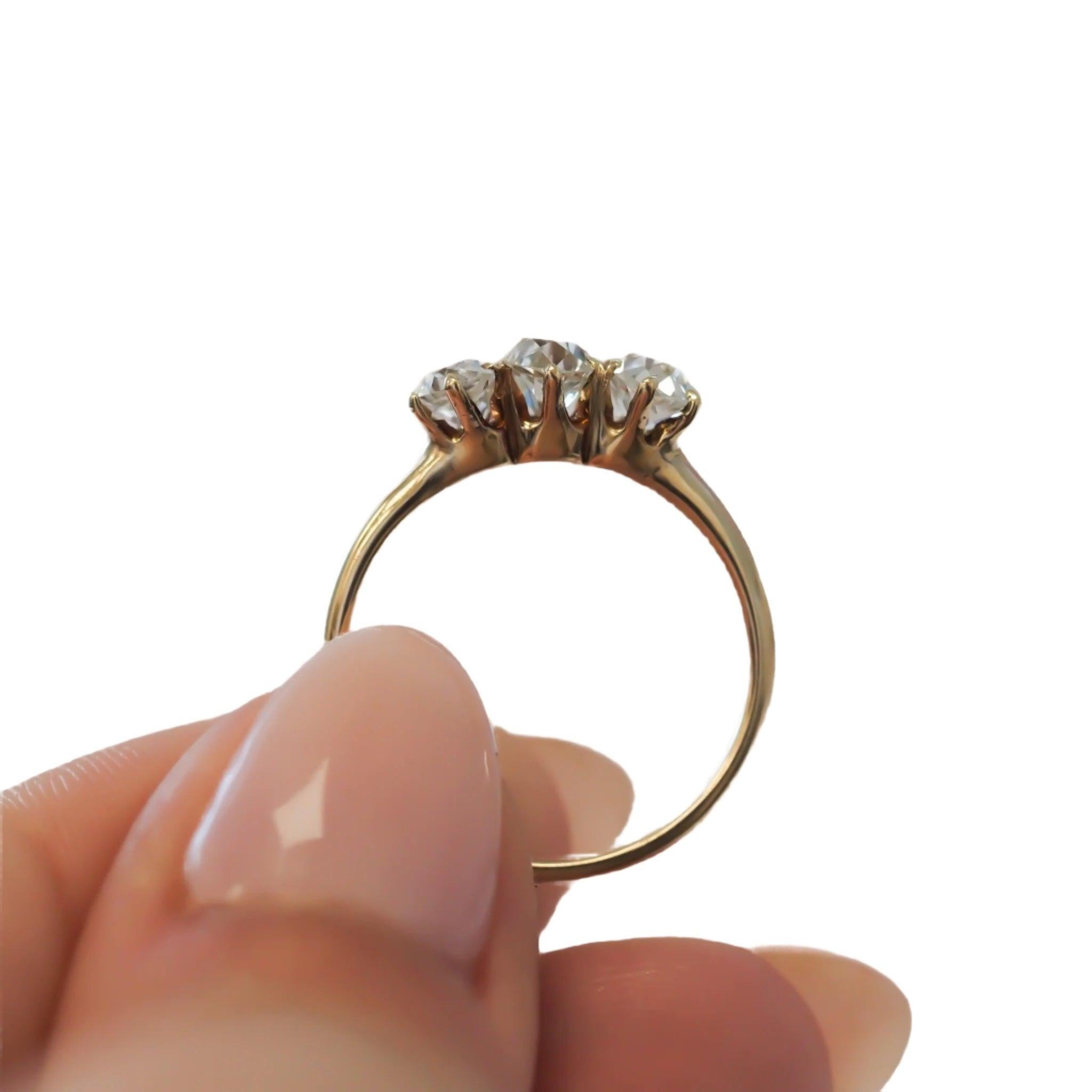 Year: 1900s
Item Details:
Ring Size: 7.25
Metal Type: 14K Yellow Gold [Hallmarked, and Tested]
Weight: 2.6 grams
Diamond Details:
Weight: 1.25ct total weight
Cut: Old Mine Brilliant
Color: I
Clarity: VS
Type: Natural
Finger to Top of Stone