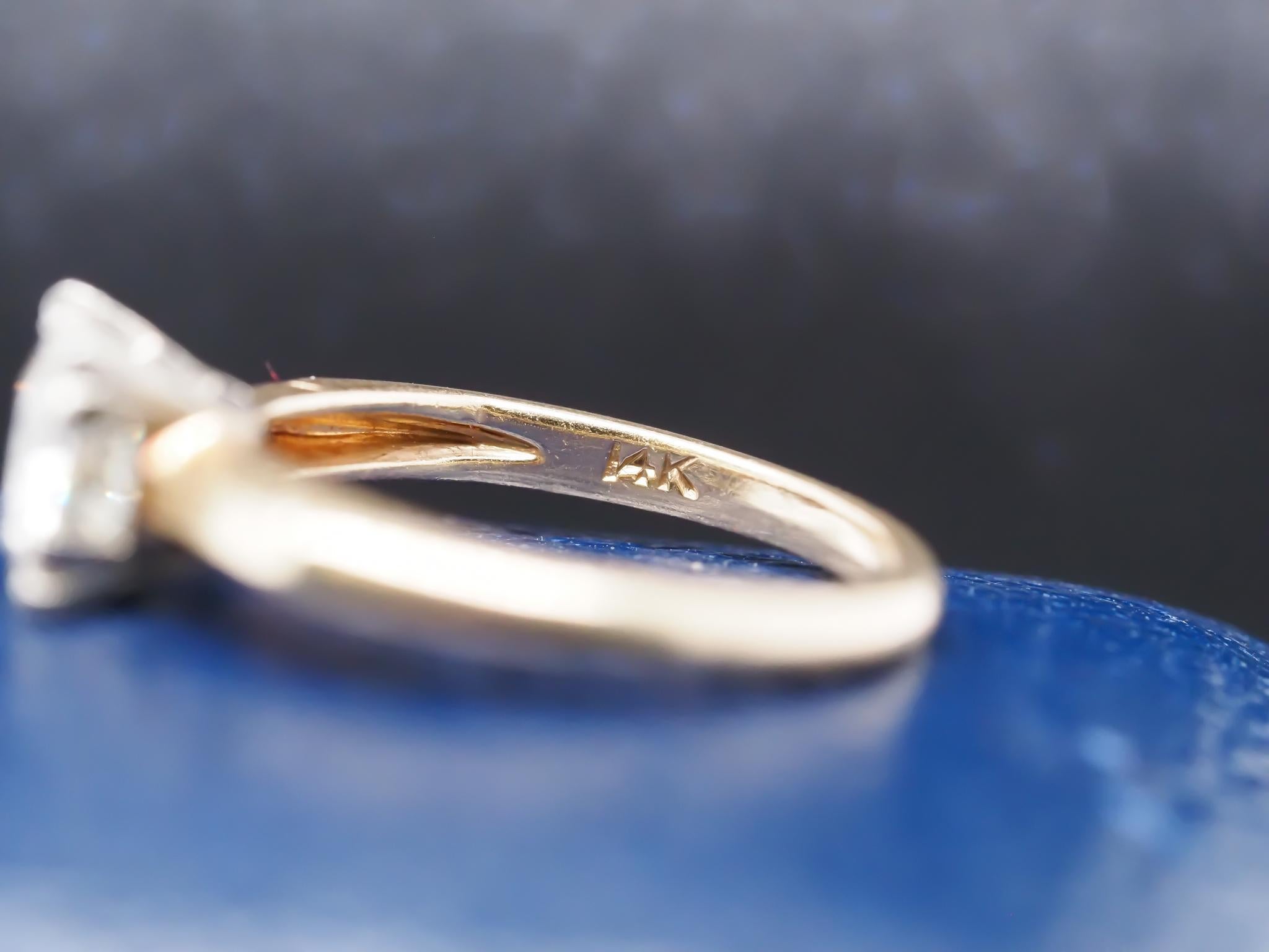 Old European Cut Circa 1900s 14K Yellow Gold .90ct Old European Diamond Engagement Ring For Sale