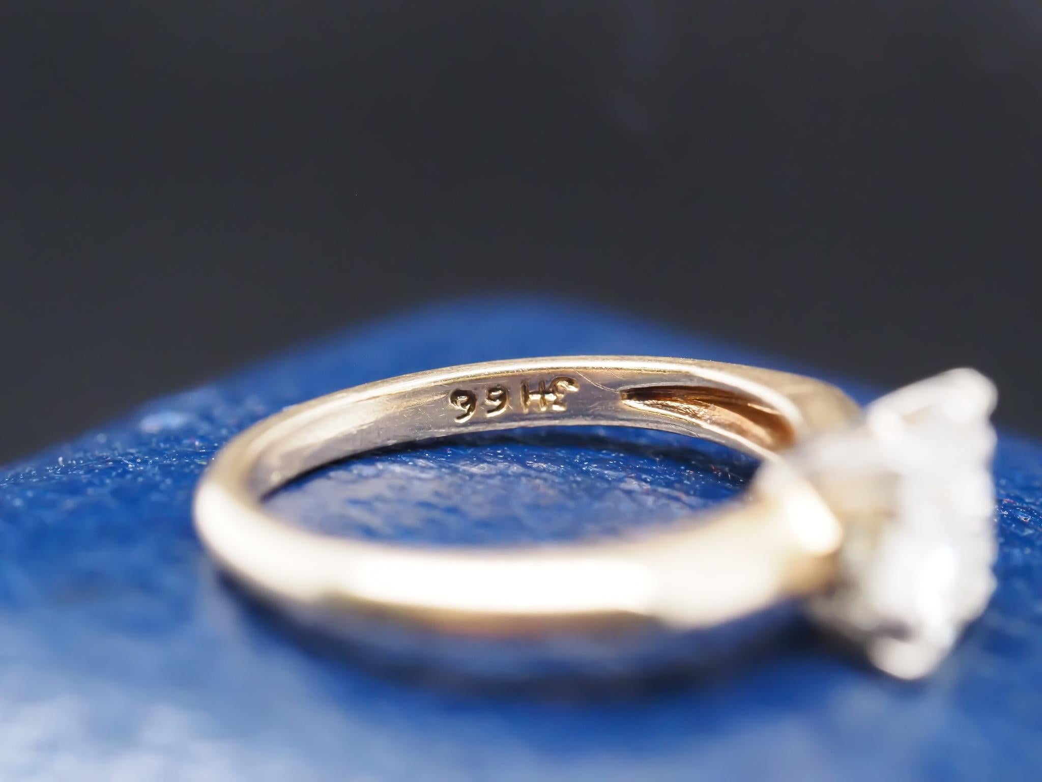 Circa 1900s 14K Yellow Gold .90ct Old European Diamond Engagement Ring In Good Condition For Sale In Hicksville, NY