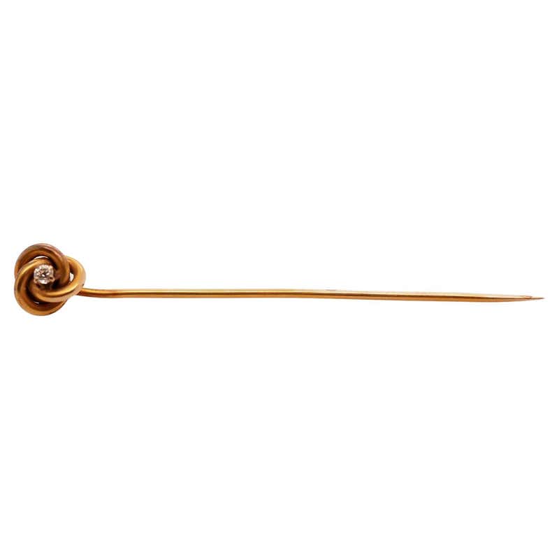 Circa 1900s 14K Yellow Gold Enamel and Diamond Stick Pin For Sale at ...