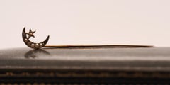 Circa 1900s 14K Yellow Gold and Pearl Moon Stick Pin