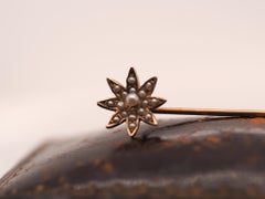 Circa 1900s 14K Yellow Gold and Pearl Starburst Stick Pin