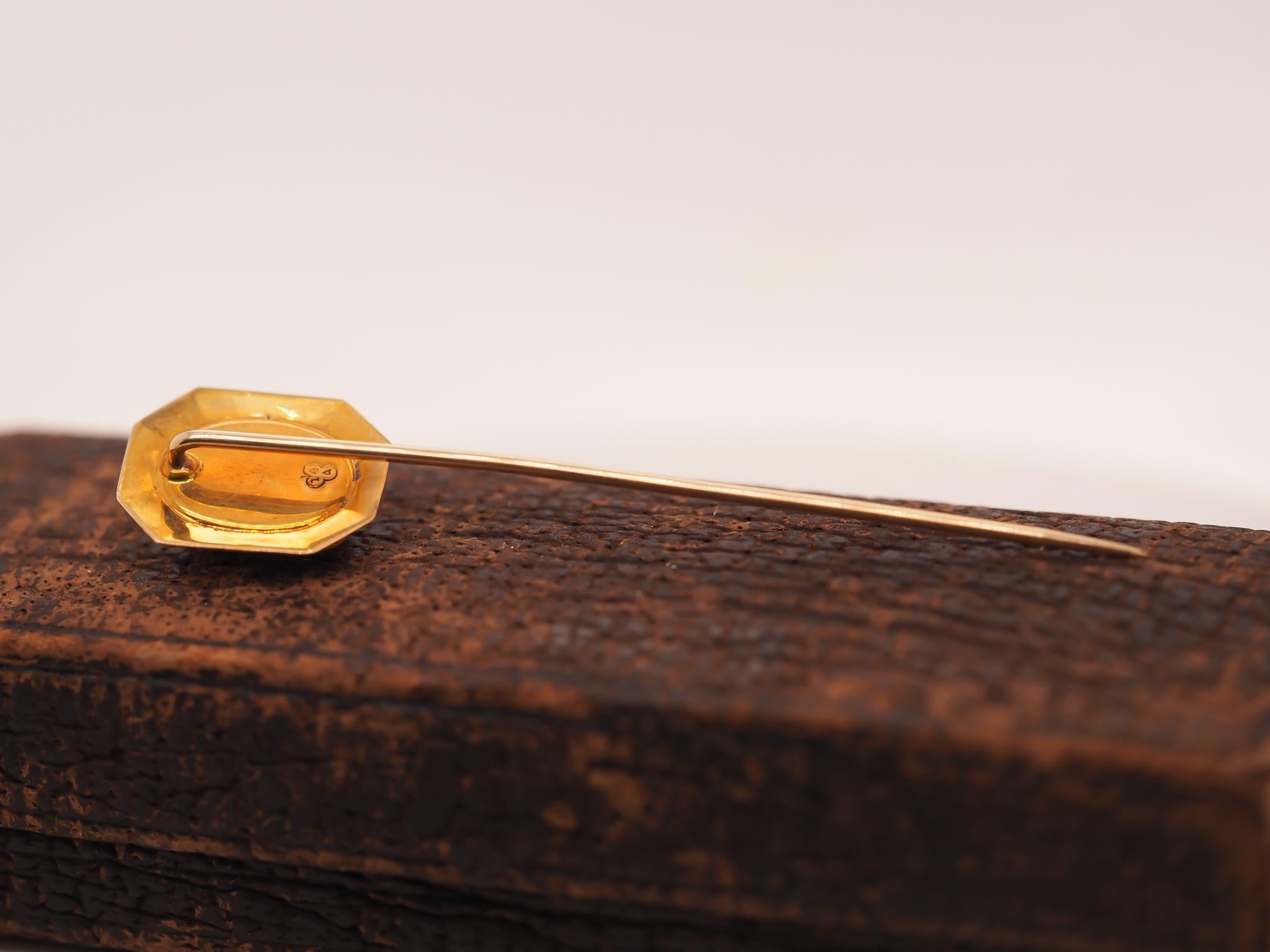 Épingle bâton en or jaune 14 carats et corail des années 1900 en vente 1