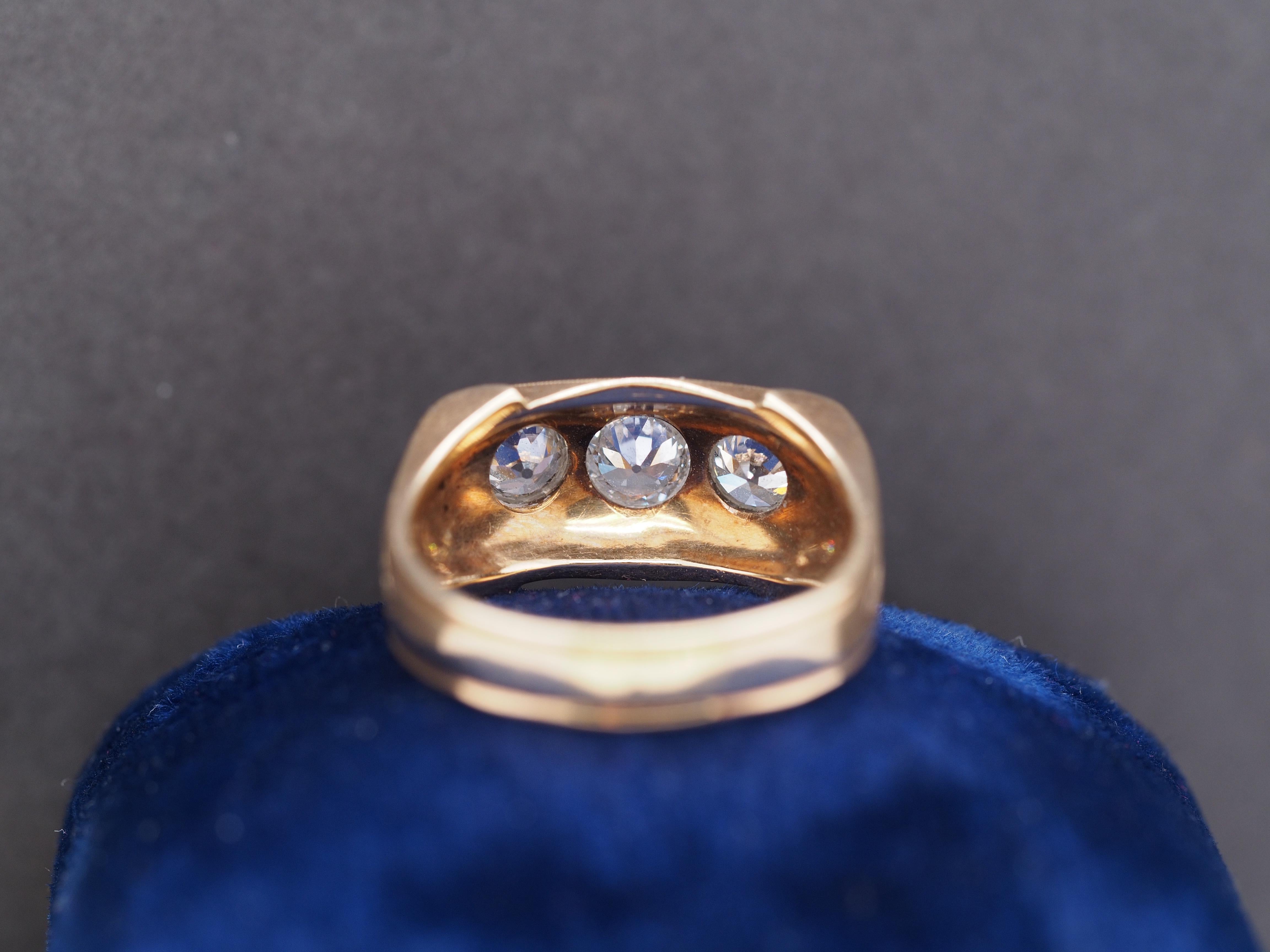 Bague de fiançailles édouardienne en or jaune 14 carats avec gravure et diamants de 1,30 carat, c. 1900 Bon état - En vente à Atlanta, GA