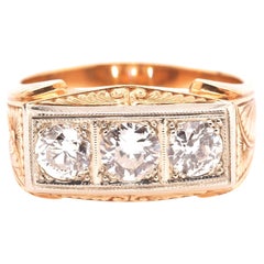 Circa 1900s 14K Yellow Gold Edwardian 1.30ct Diamond Engagement Ring w Engraving