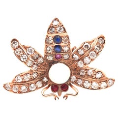 Circa 1900s 14K Yellow Gold Opal, Diamond, Sapphire and Ruby Butterfly Brooch