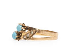 18 Karat Yellow Gold Persian Turquoise and Seed Pearl Fashion Ring, circa 1900s