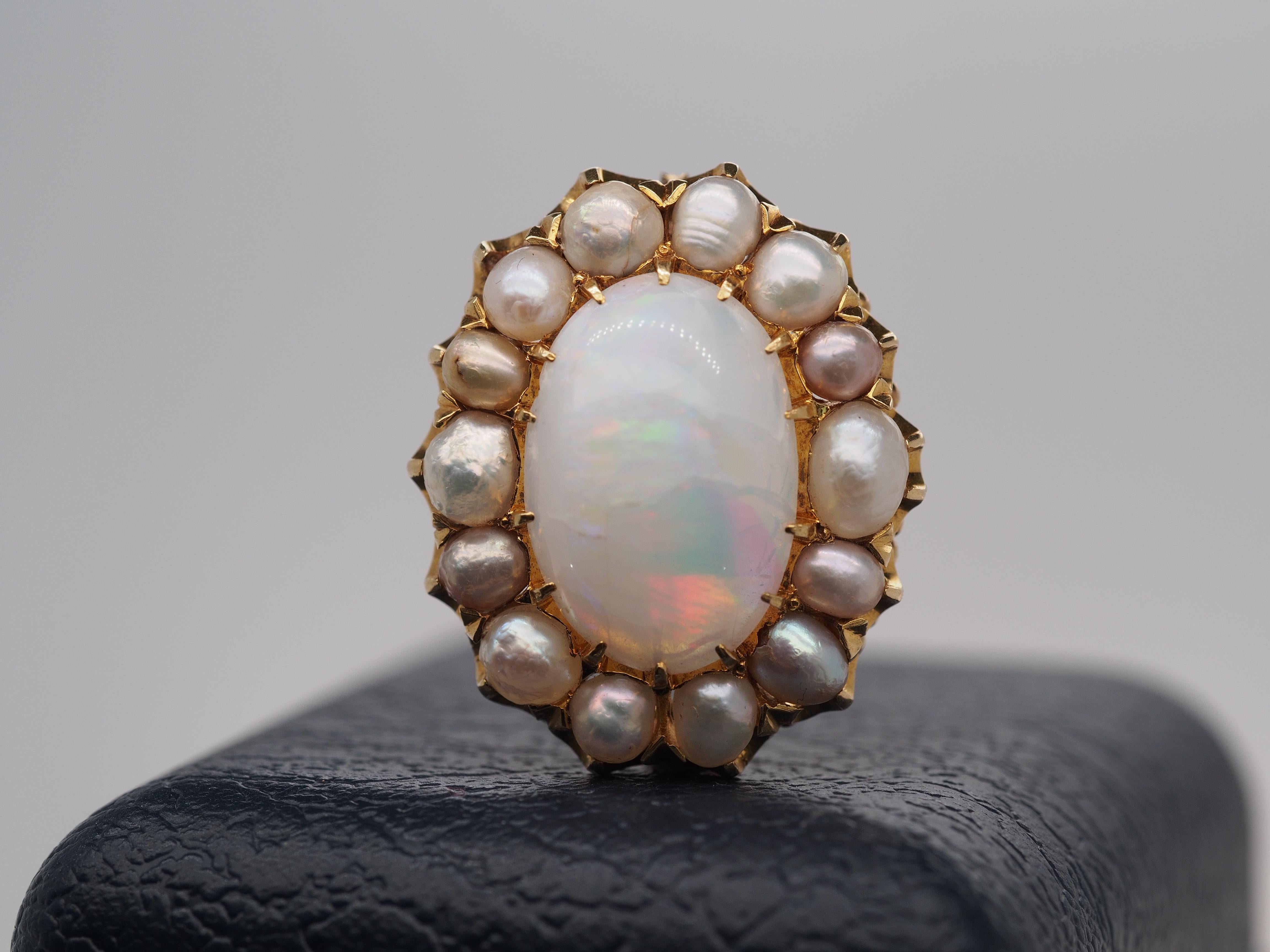 20k Yellow Gold Tiffany & Co Pearl and Opal Brooch, circa 1900s For Sale 1