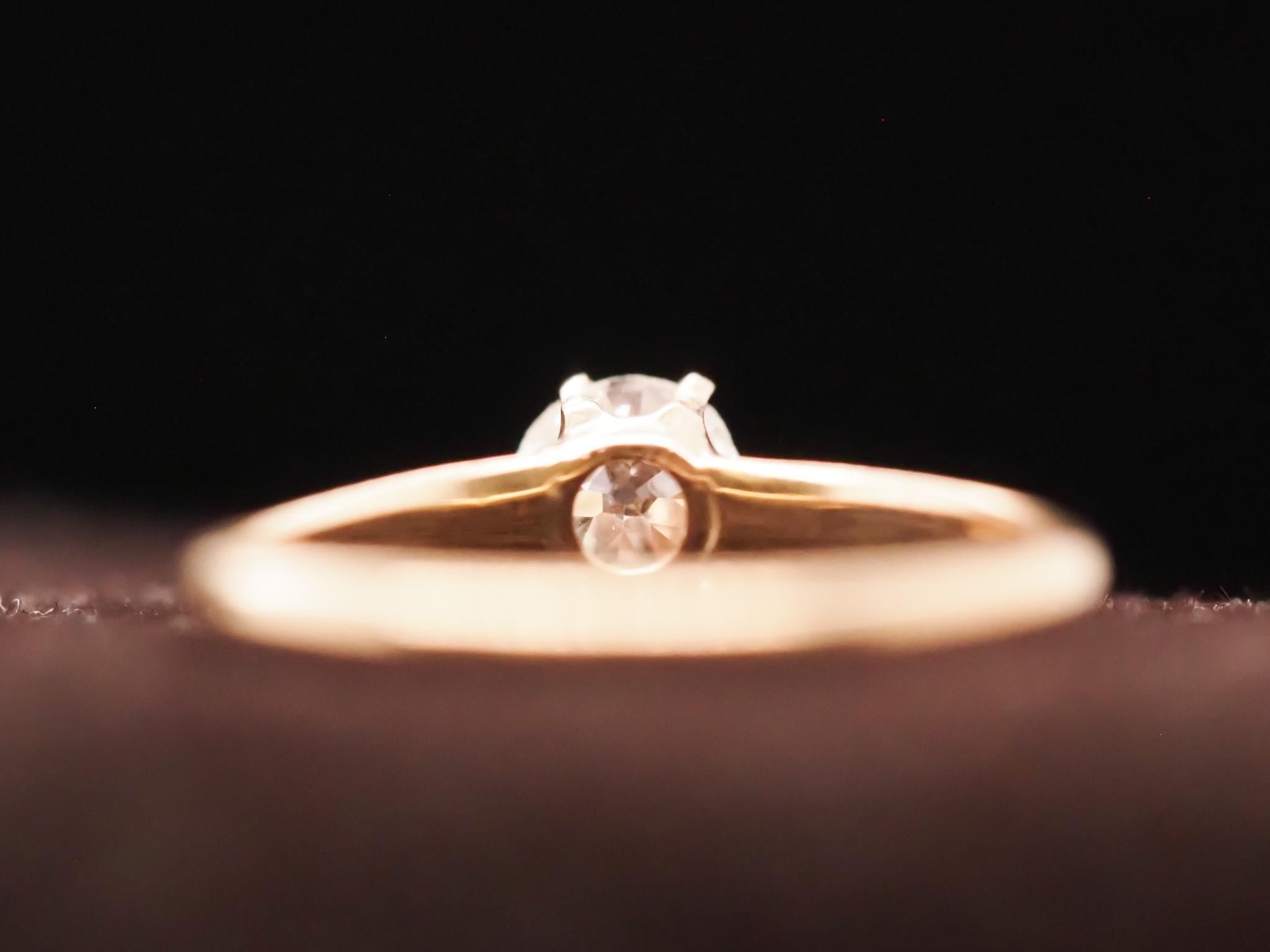 Old European Cut Circa 1900s .55ct Old European Brilliant Diamond Engagement Ring For Sale