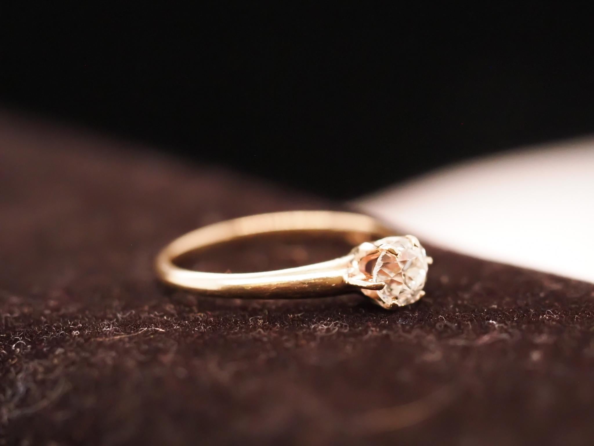 Circa 1900s .55ct Old European Brilliant Diamond Engagement Ring In Good Condition For Sale In Atlanta, GA
