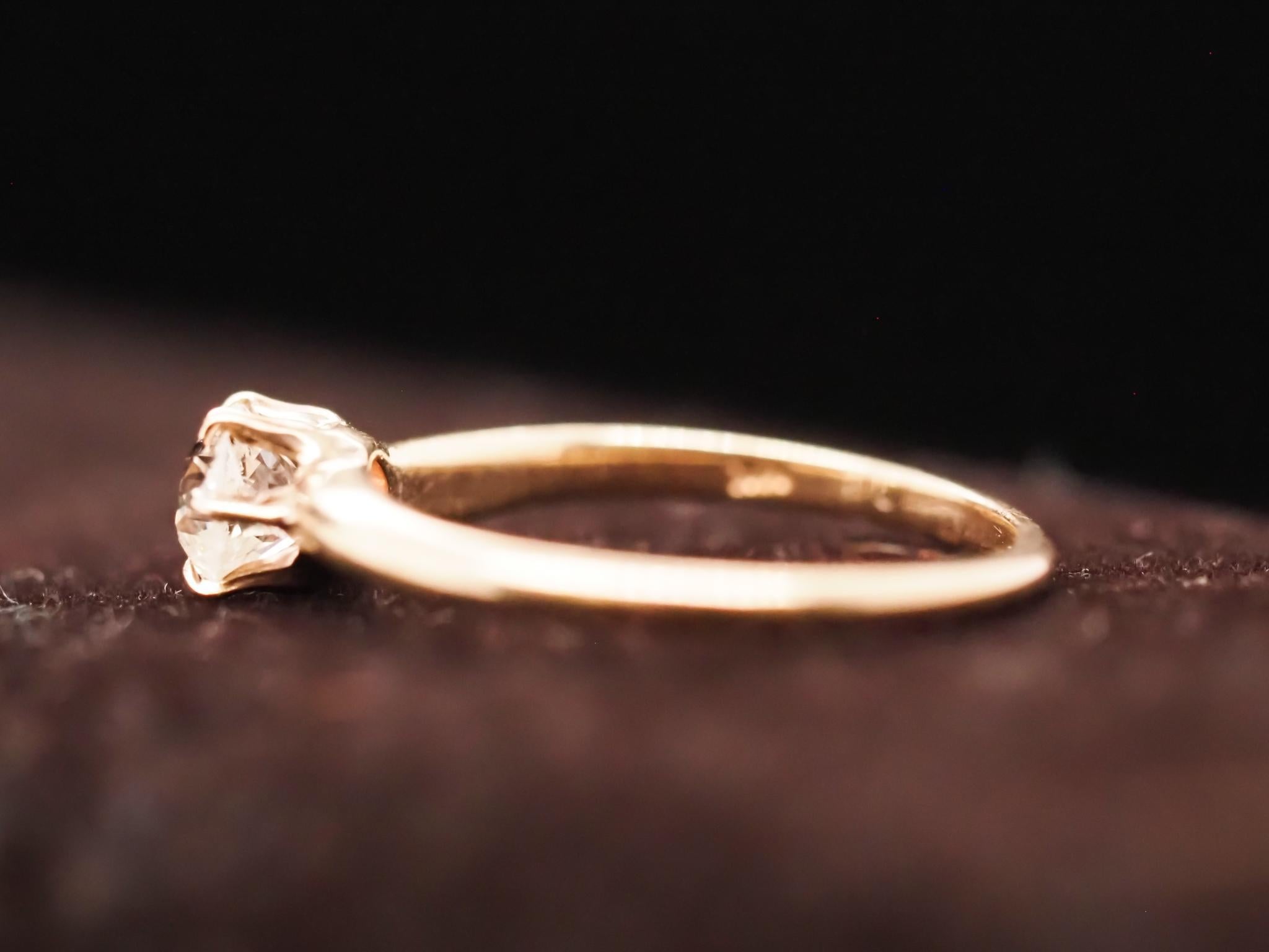 Women's Circa 1900s .55ct Old European Brilliant Diamond Engagement Ring For Sale