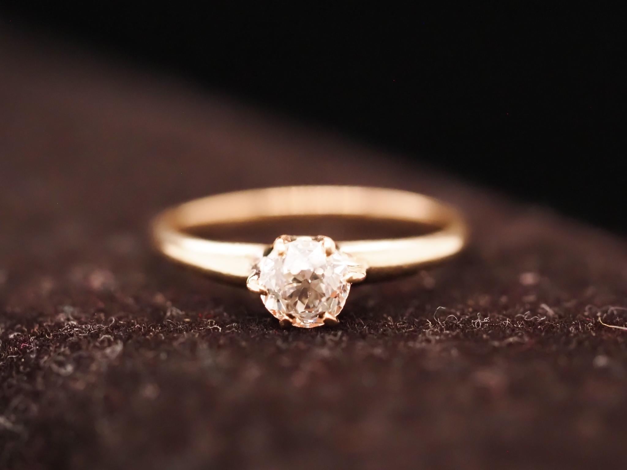 Circa 1900s .55ct Old European Brilliant Diamond Engagement Ring For Sale 1