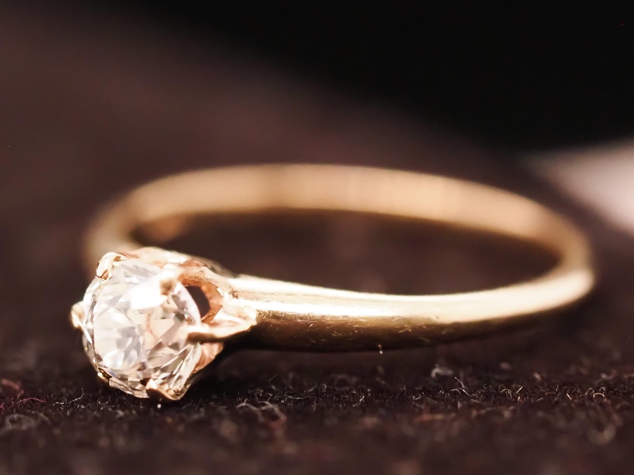 Circa 1900s .55ct Old European Brilliant Diamond Engagement Ring For Sale 2