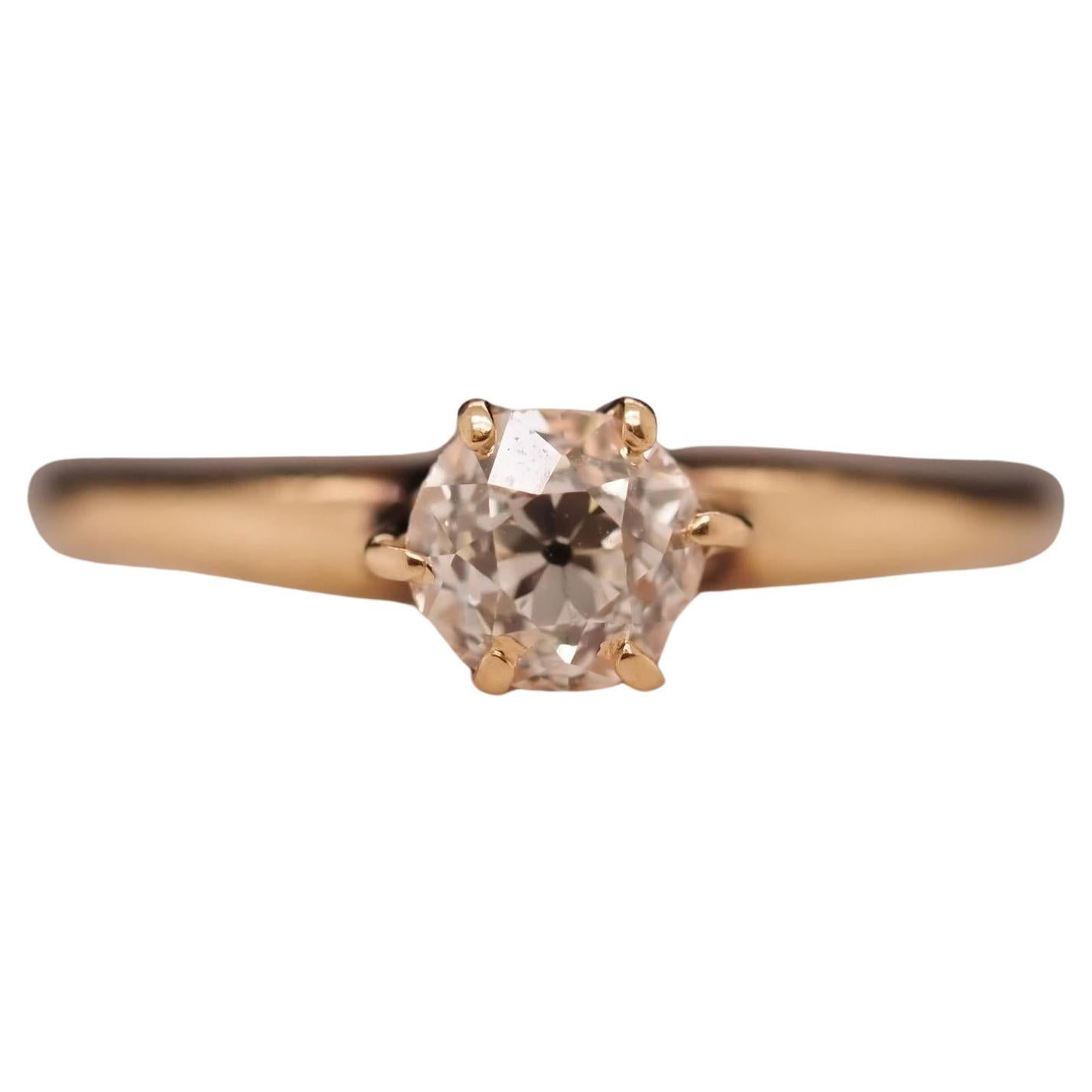 Circa 1900s .55ct Old European Brilliant Diamond Engagement Ring For Sale