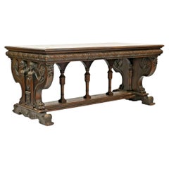 Circa 1900's Antique American, Figural, Floral Carved, Mahogany Library Table!!