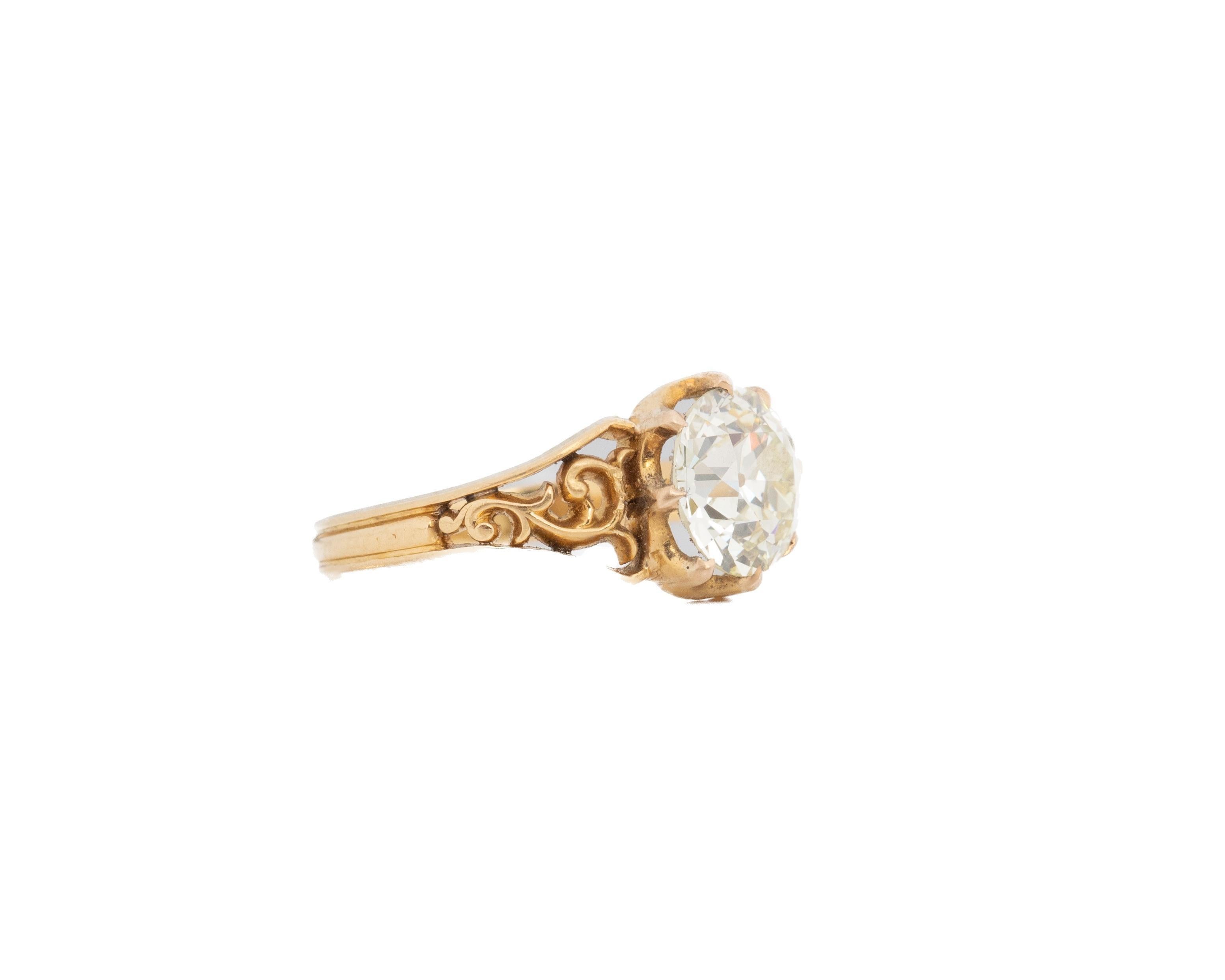 Old European Cut Circa 1900s Edwardian 18K Yellow Gold GIA 2.08ct Old European Diamond Engagement