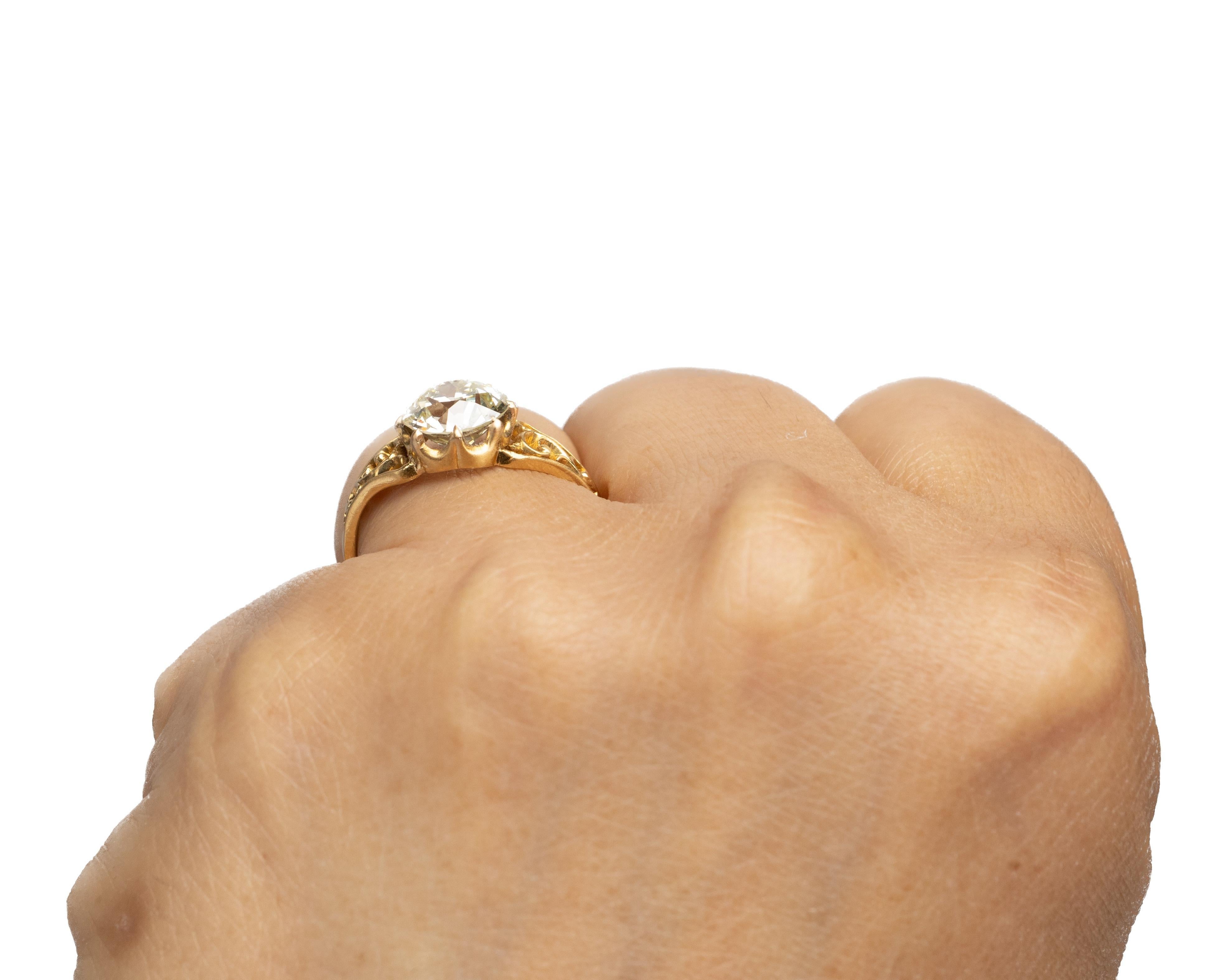 Circa 1900s Edwardian 18K Yellow Gold GIA 2.08ct Old European Diamond Engagement 1