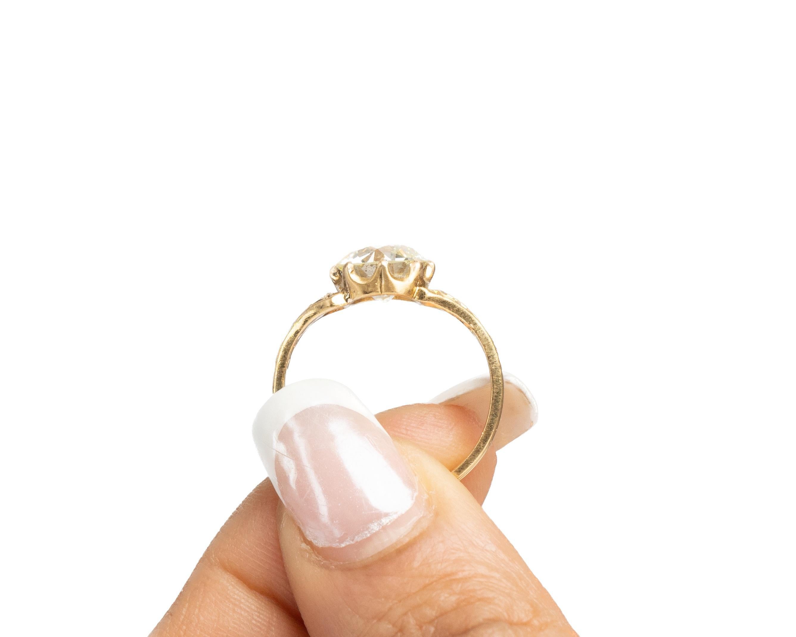 Circa 1900s Edwardian 18K Yellow Gold GIA 2.08ct Old European Diamond Engagement 2