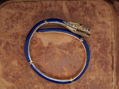 Circa 1900s Edwardian Enamel and Rose Cut Diamond Dragon Bangle