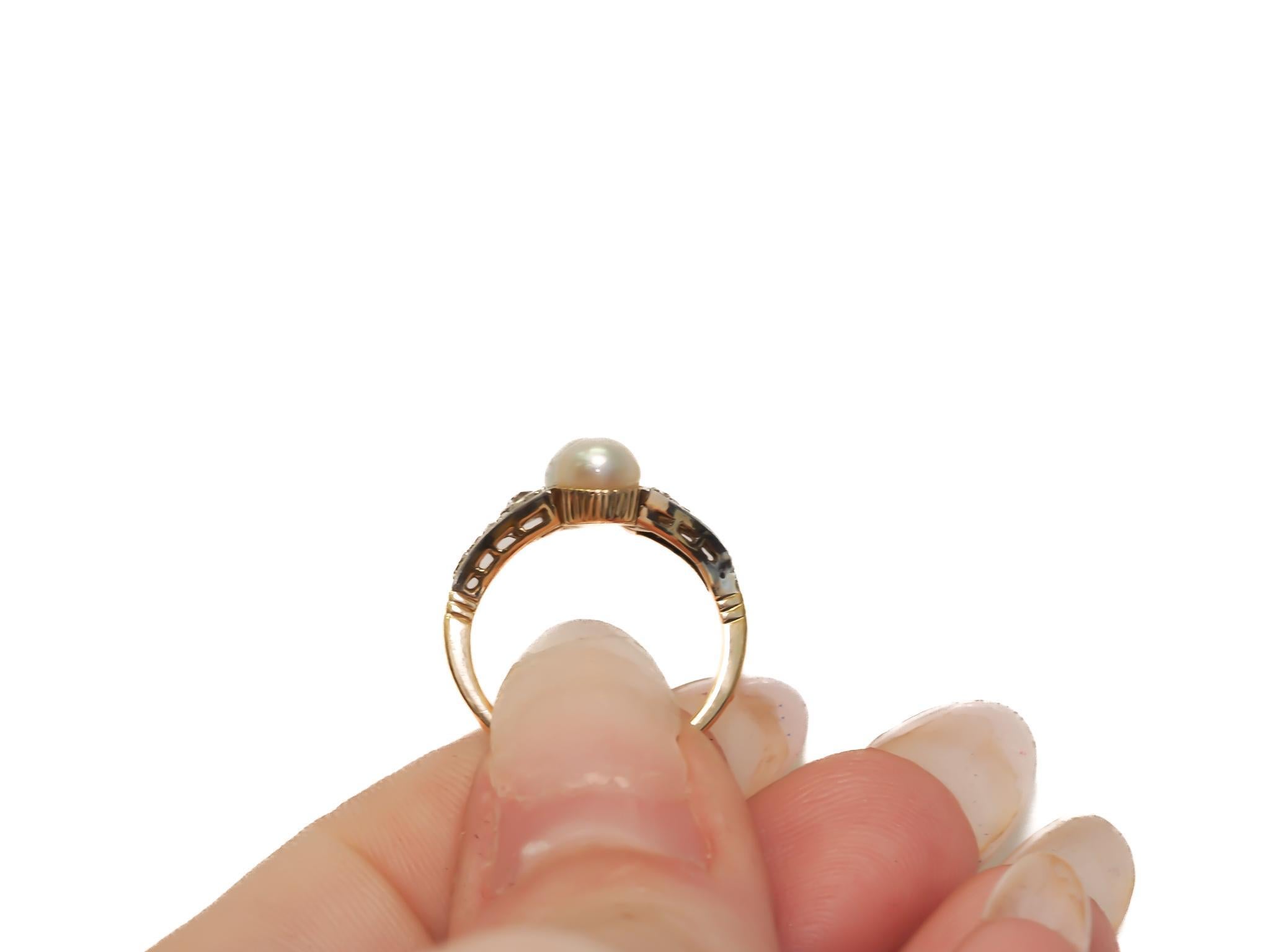 Circa 1900s Edwardian GIA Natural Pearl and Diamond Engagement Ring - VEG#38b For Sale 2