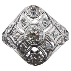 Circa 1900s Edwardian Old European Diamond Filigree Ring