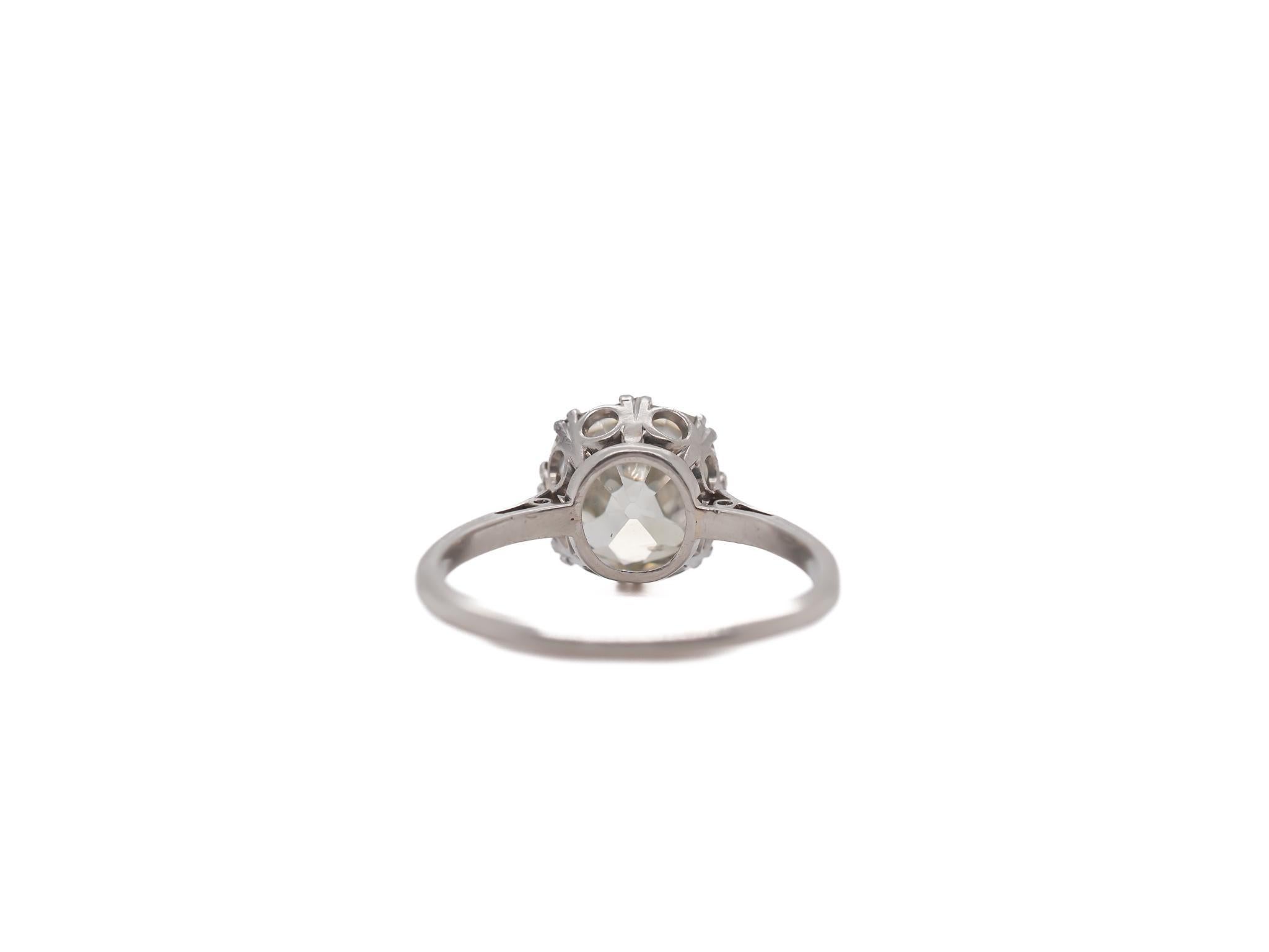 Circa 1900s Edwardian Platinum 2.69ct Old Mine Diamond Engagement Ring In Good Condition In Hicksville, NY