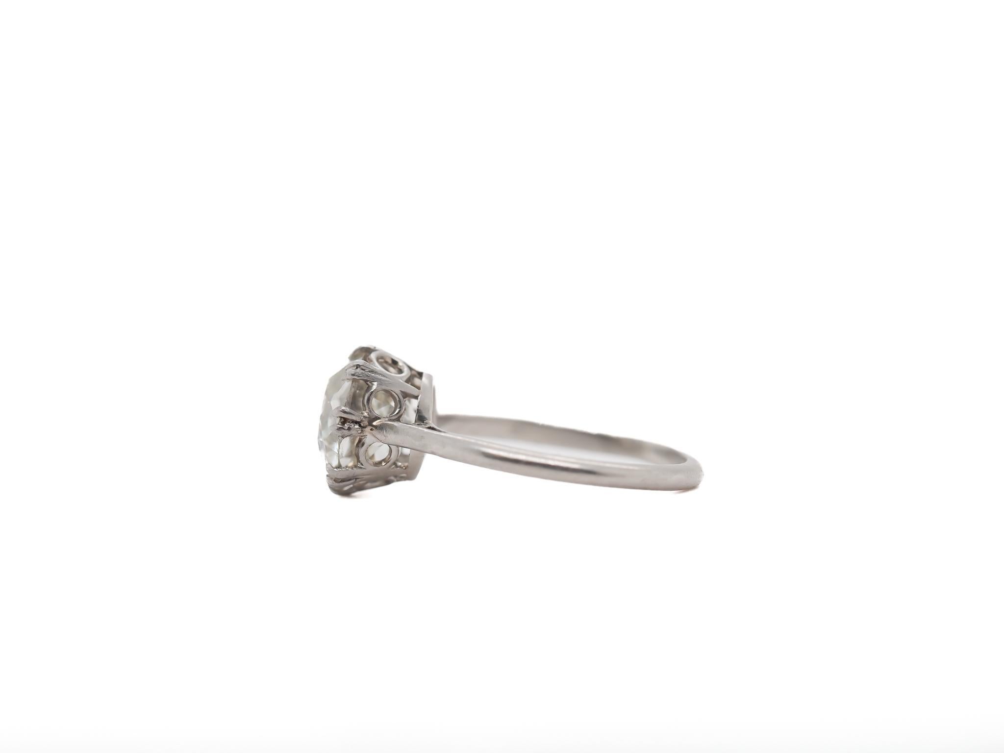 Women's Circa 1900s Edwardian Platinum 2.69ct Old Mine Diamond Engagement Ring
