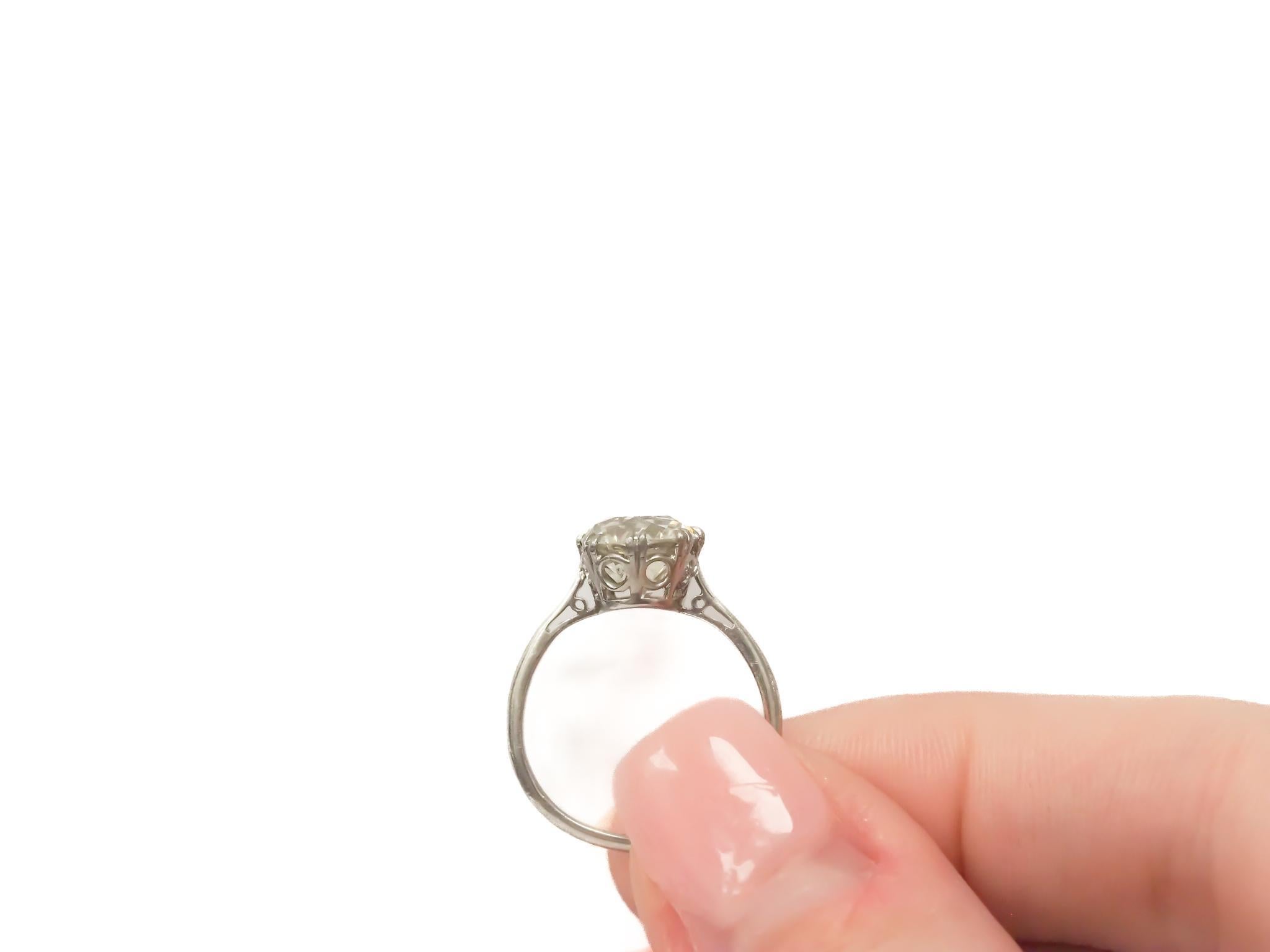 Circa 1900s Edwardian Platinum 2.69ct Old Mine Diamond Engagement Ring 2