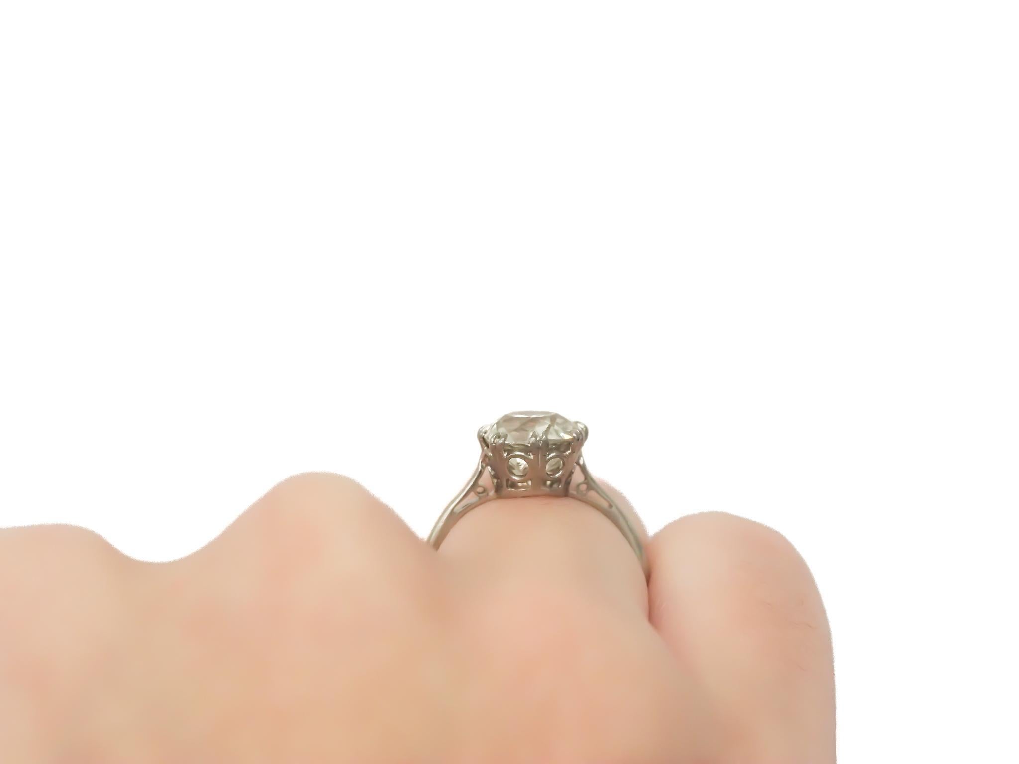 Circa 1900s Edwardian Platinum 2.69ct Old Mine Diamond Engagement Ring 3