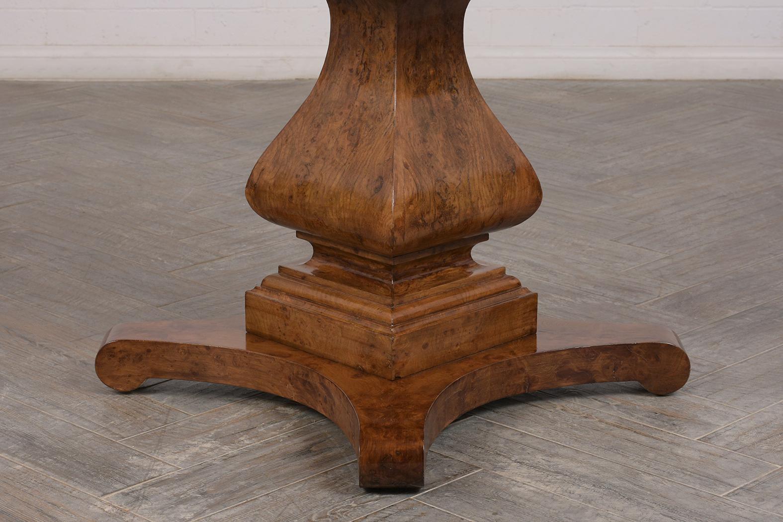 French Empire Style Burl Wood Veneers Round Center Table