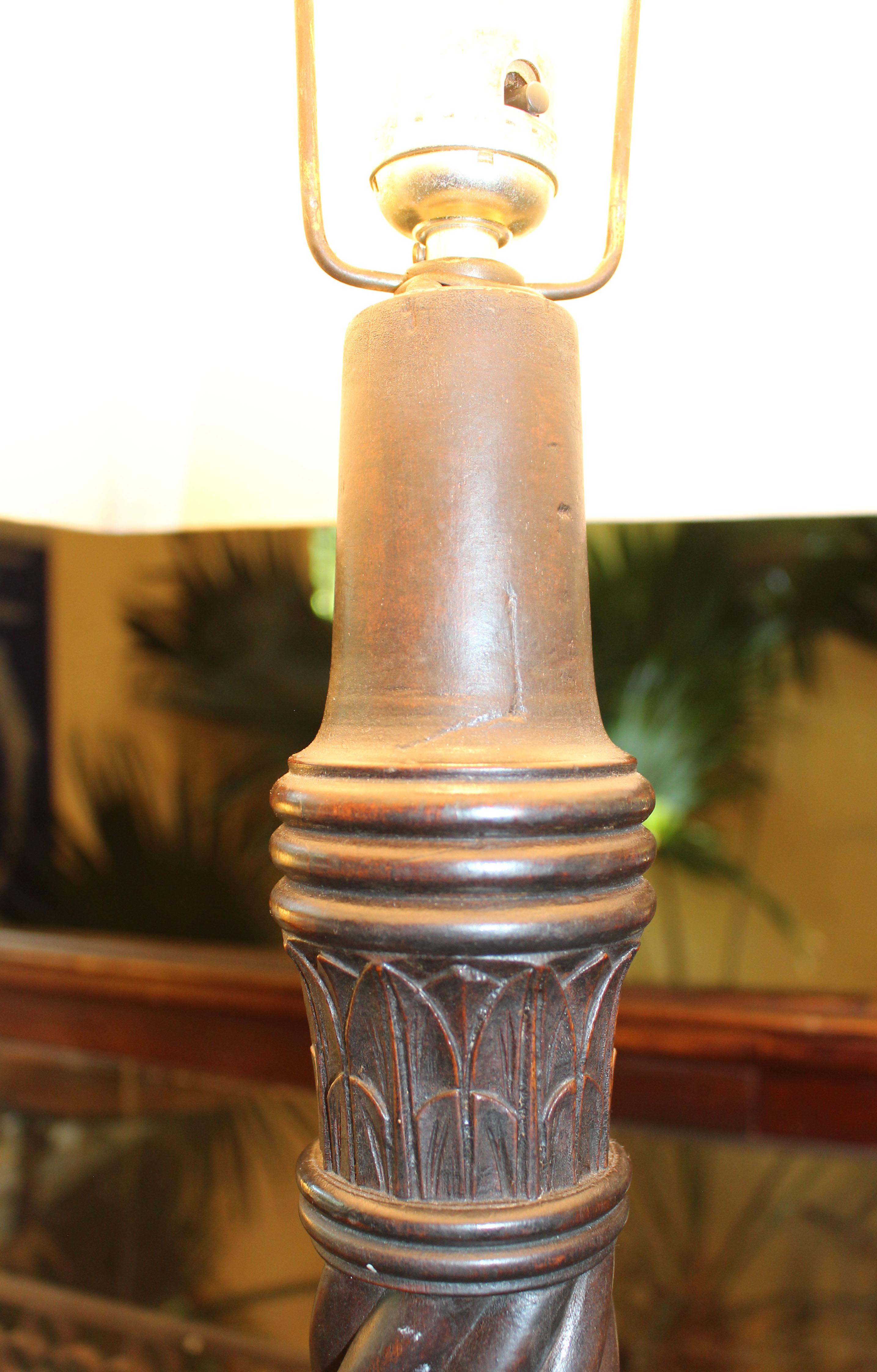 Circa 1900s Floor Lamp Created from an 1820s English Bedpost In Good Condition For Sale In Chapel Hill, NC