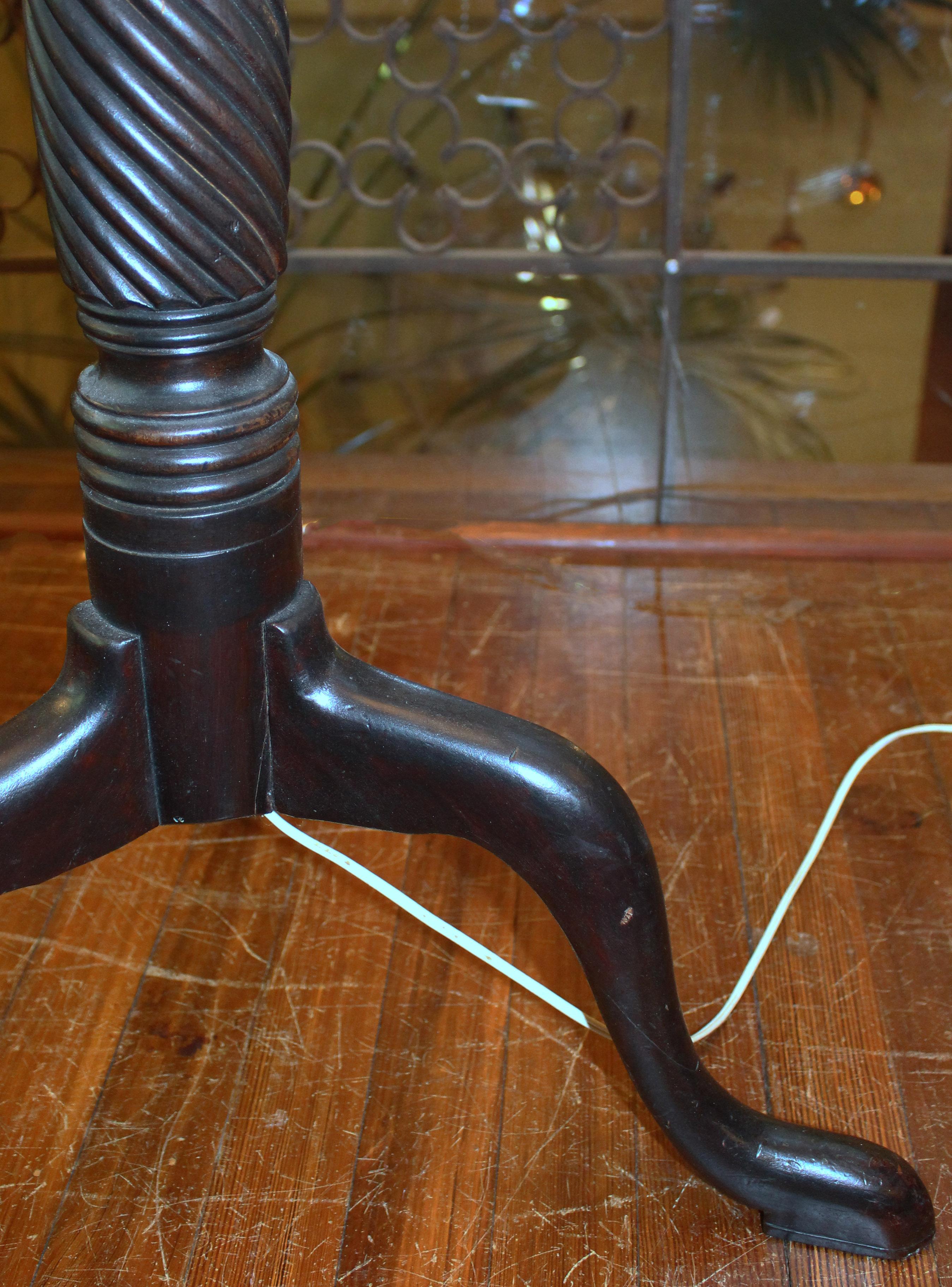 Mahogany Circa 1900s Floor Lamp Created from an 1820s English Bedpost For Sale