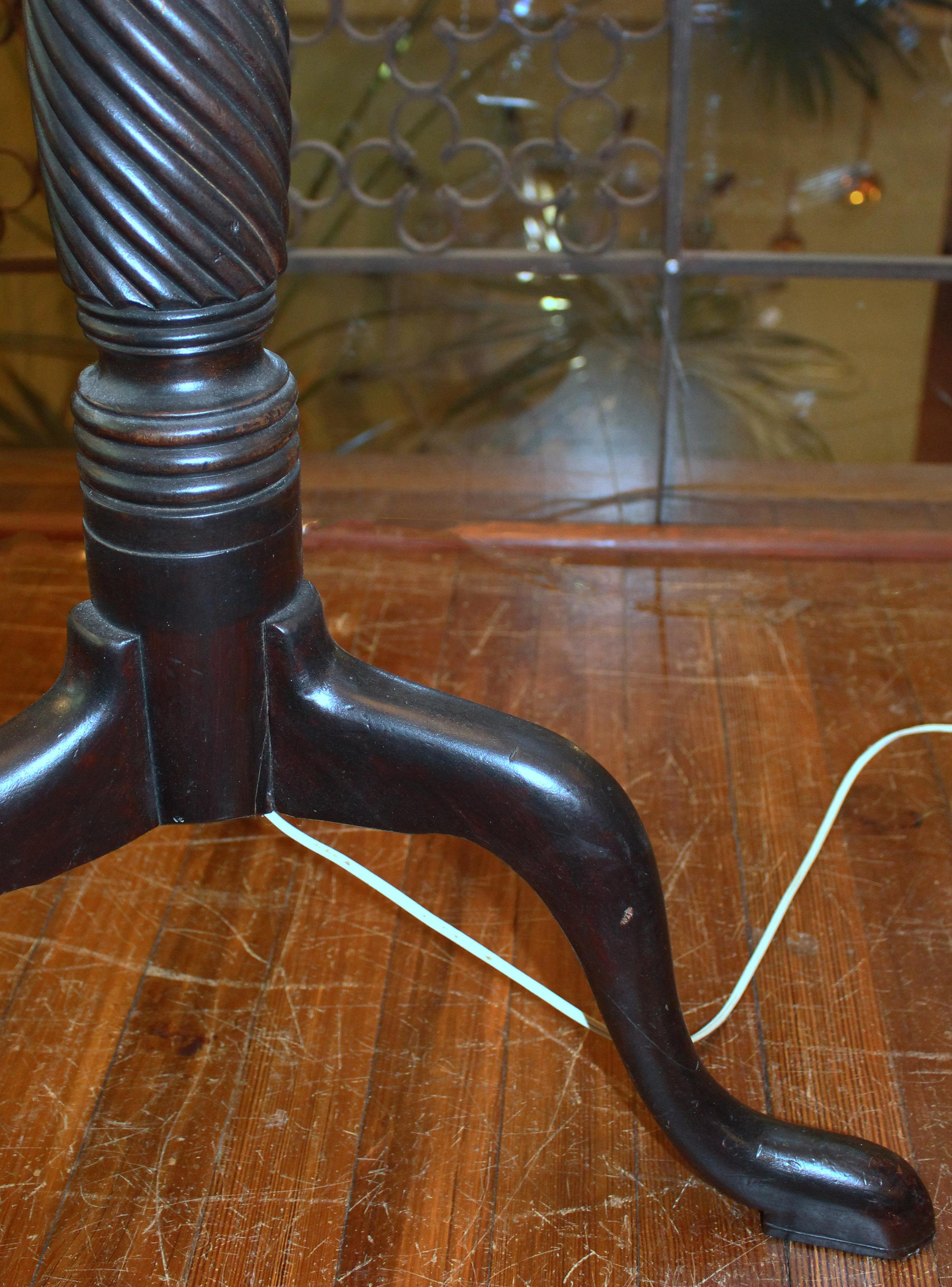 Mahogany Circa 1900s Floor Lamp Created from an 1820s English Bedpost