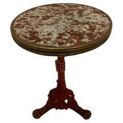 French Cast Iron Scalloped Detailed Bistro Table Circular Marble Top circa 1900s