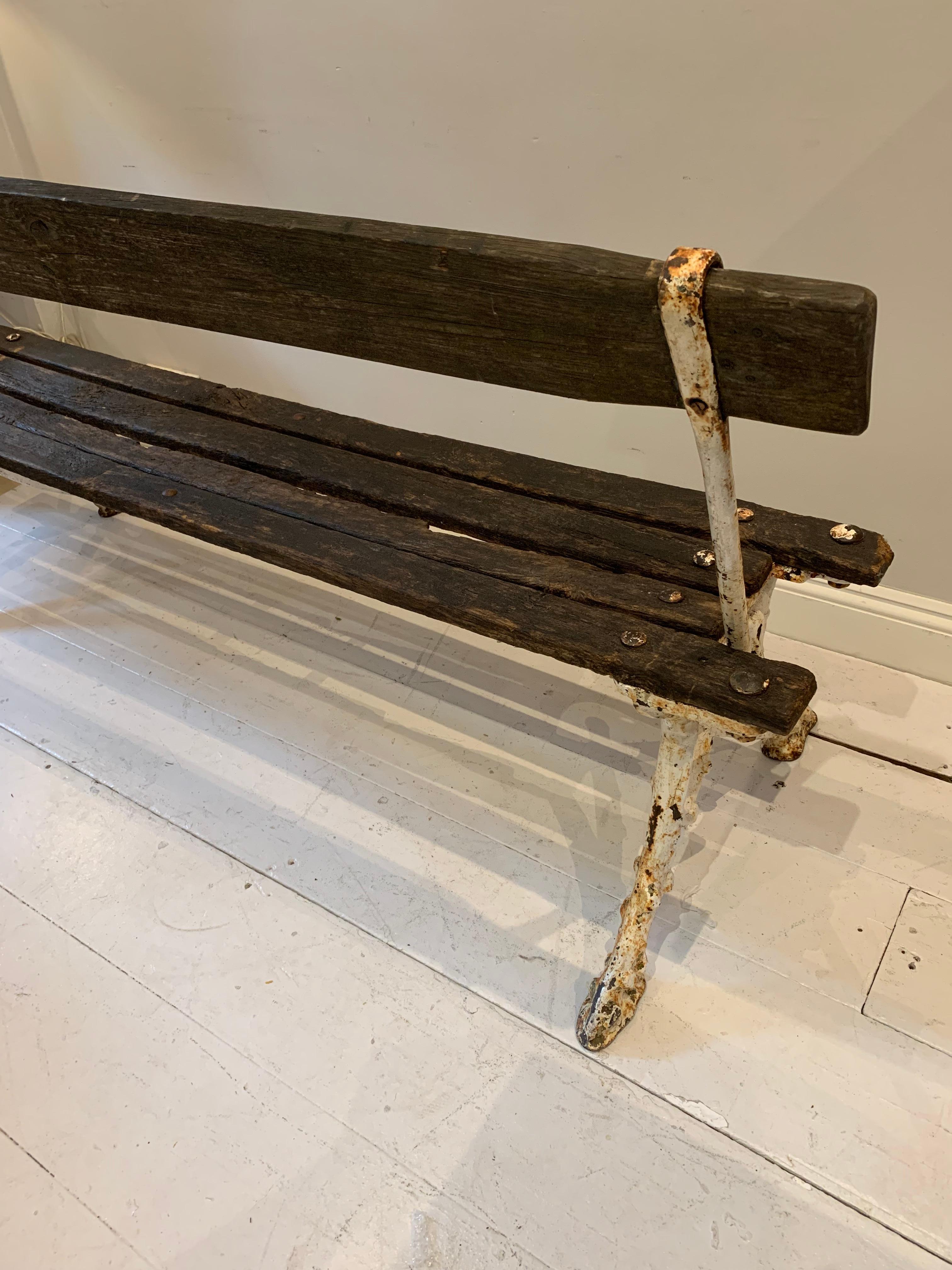Circa 1900s French Faux Bois Rustic Painted Cast Iron Garden Bench  For Sale 5