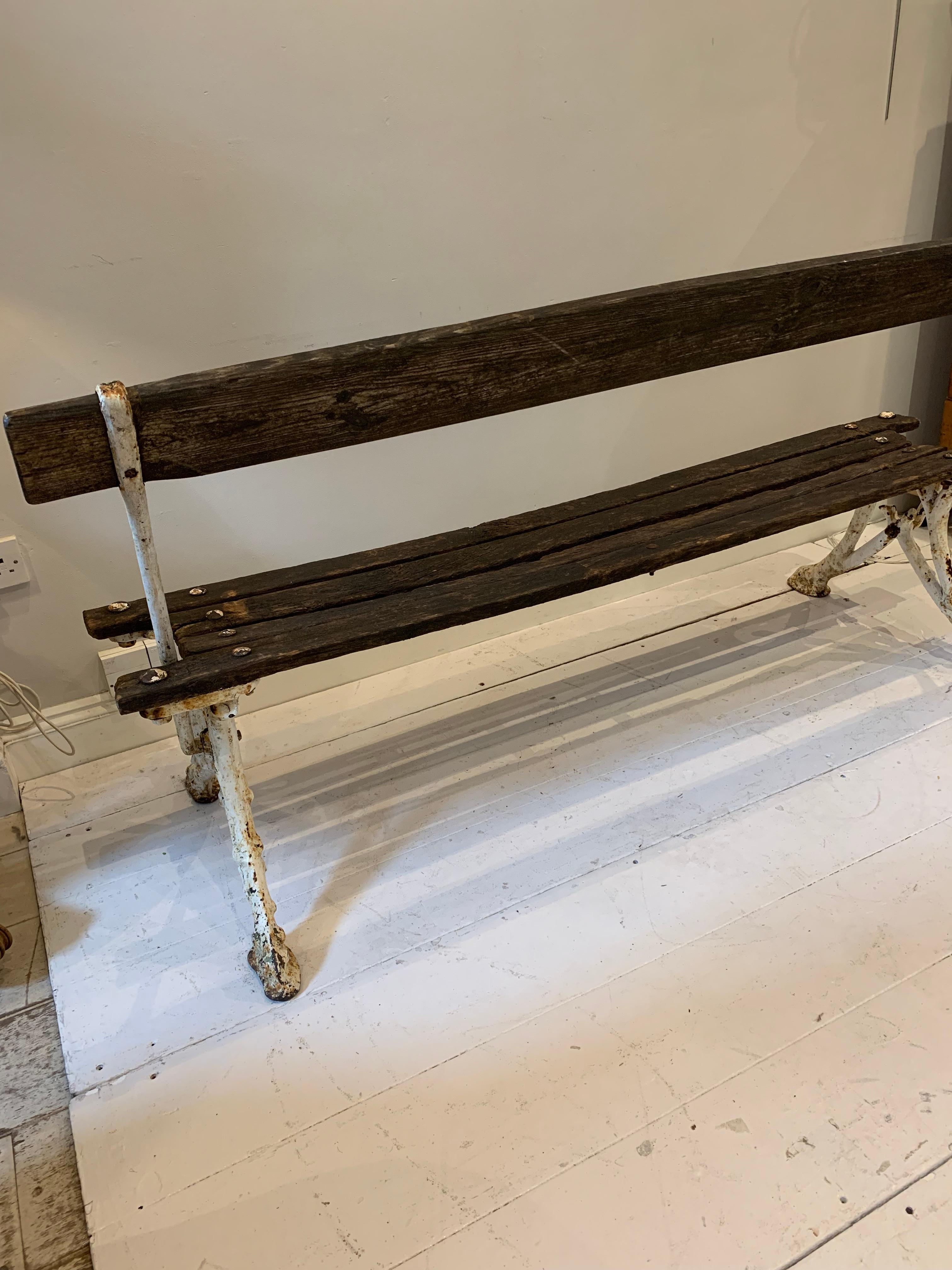 Circa 1900s French Faux Bois Rustic Painted Cast Iron Garden Bench  For Sale 6