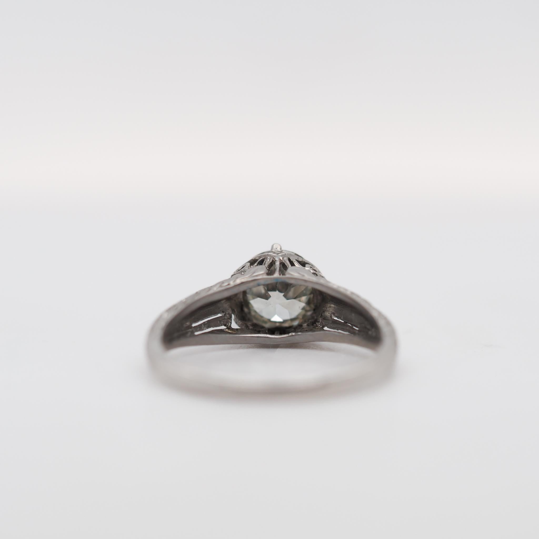 Old European Cut Circa 1900S GIA 1.04ct Platinum Old European Diamond Engagement Ring For Sale