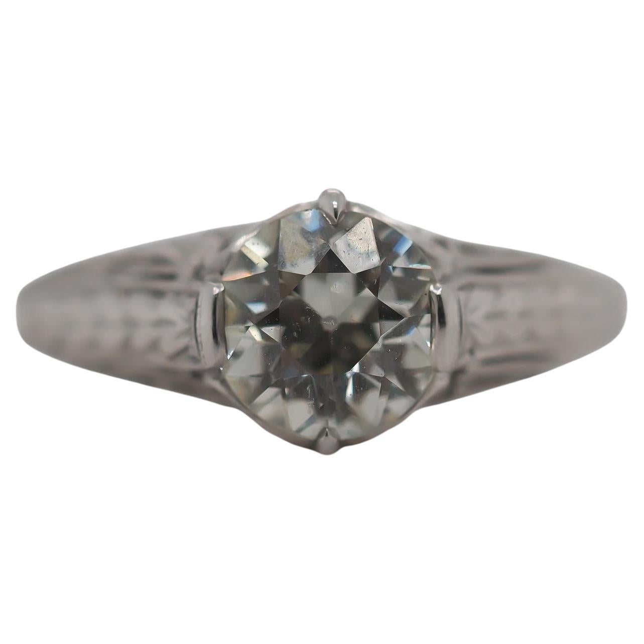 Circa 1900S GIA 1.04ct Platinum Old European Diamond Engagement Ring