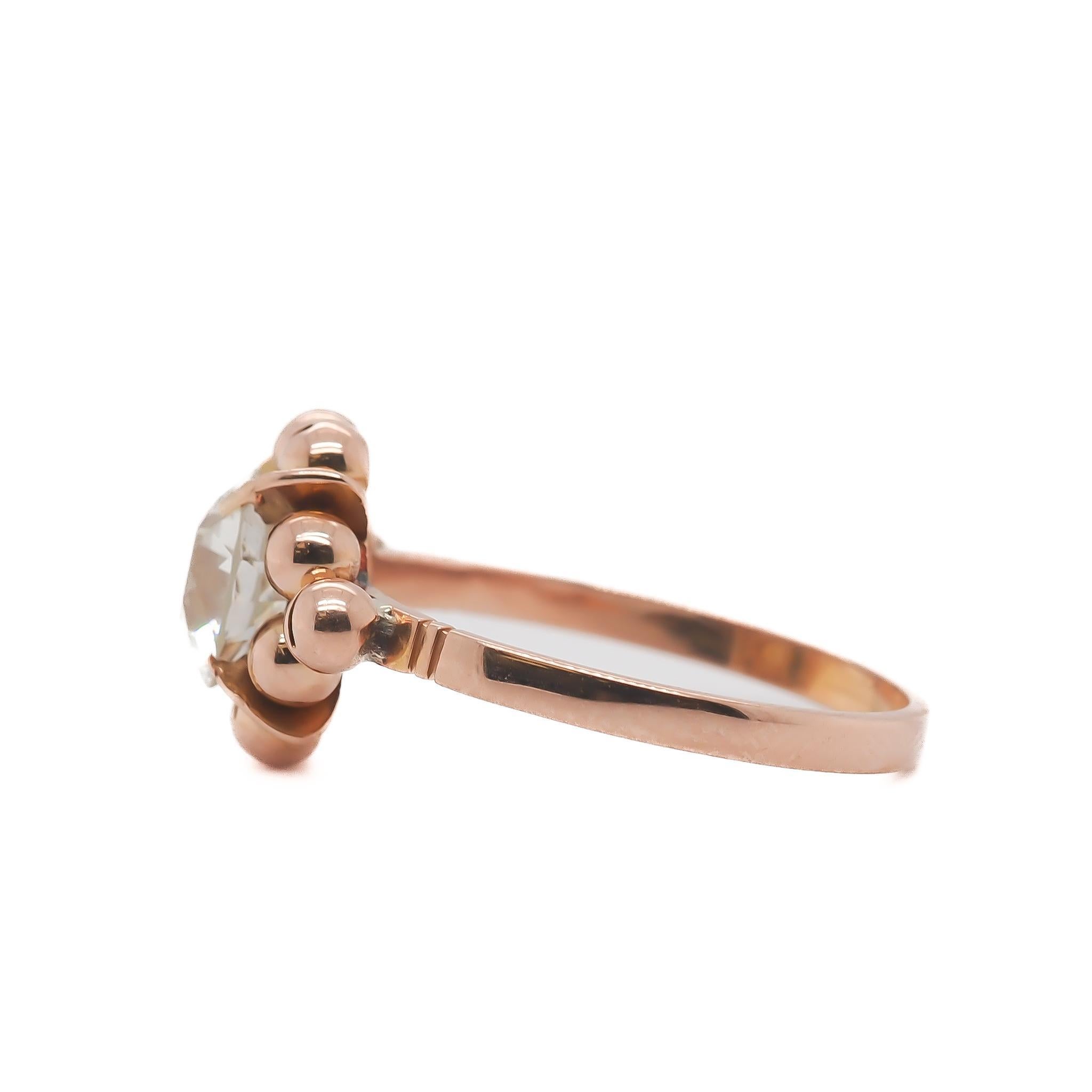 Old European Cut Circa 1900s GIA 1.59ct 14K Yellow Gold Old European Diamond Engagement Ring For Sale