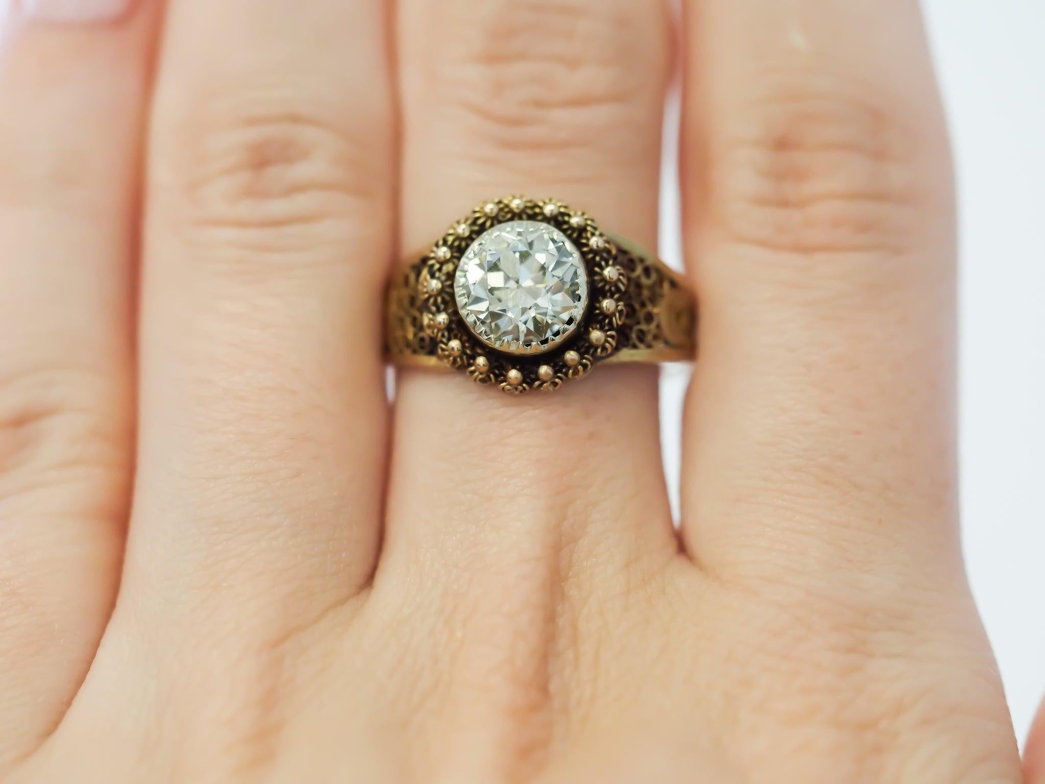 Circa 1900s GIA 1.62ct Old European Diamond Engagement Ring For Sale 4