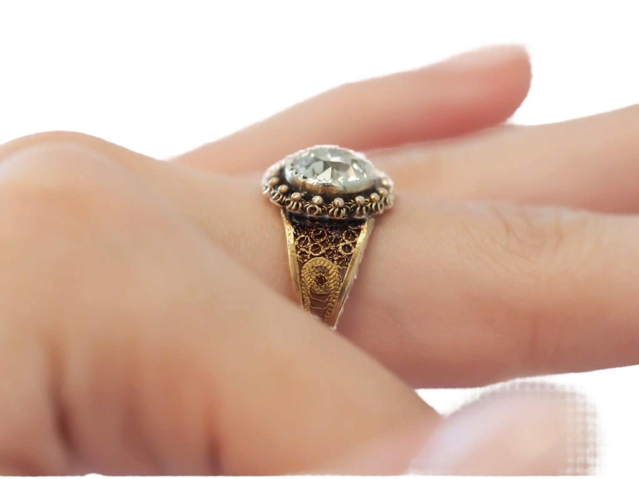 Circa 1900s GIA 1.62ct Old European Diamond Engagement Ring For Sale 2