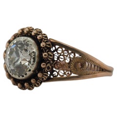 Verlobungsring, GIA 1,62 Karat alter europäischer Diamant, um 1900er Jahre
