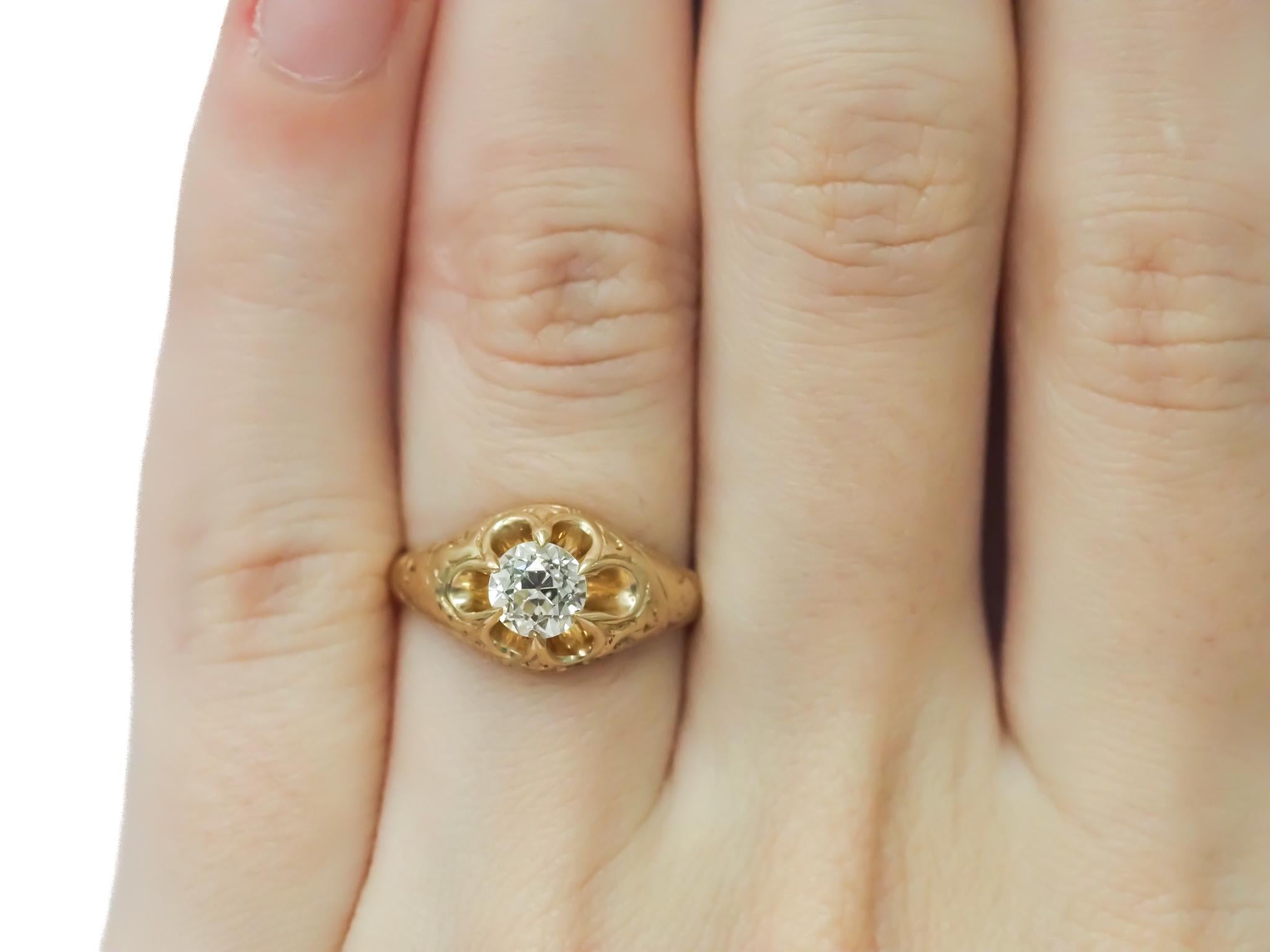 Circa 1900s GIA .68ct Old European Diamond Engagement Ring In Good Condition For Sale In Hicksville, NY