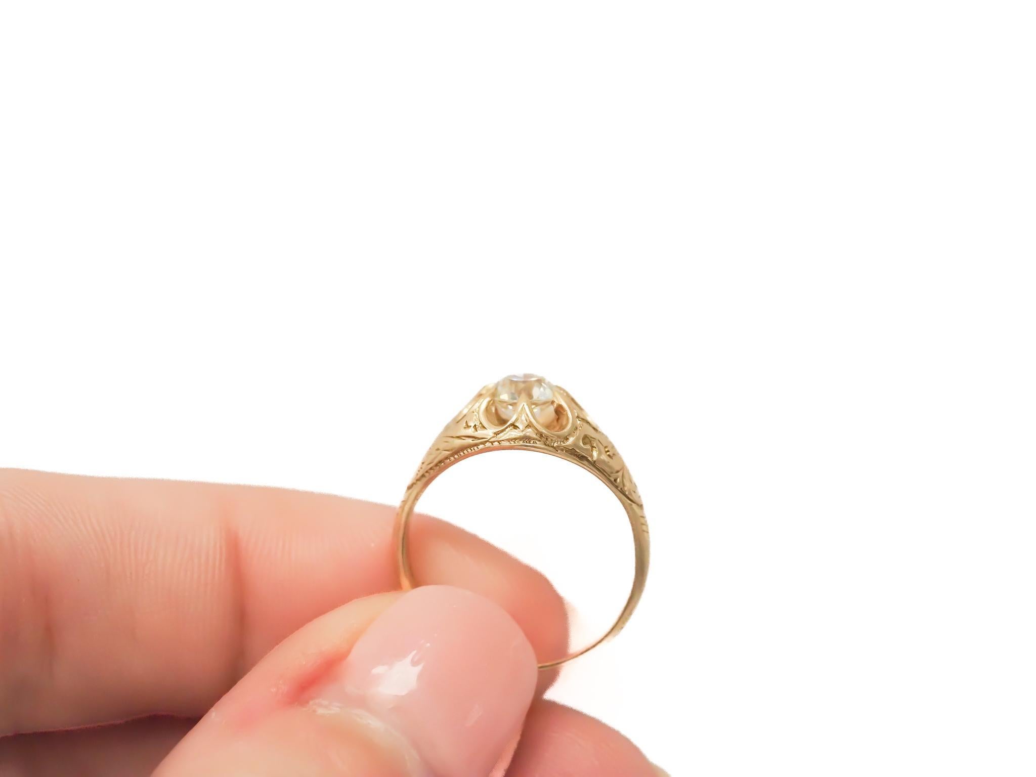 Circa 1900s GIA .68ct Old European Diamond Engagement Ring For Sale 2