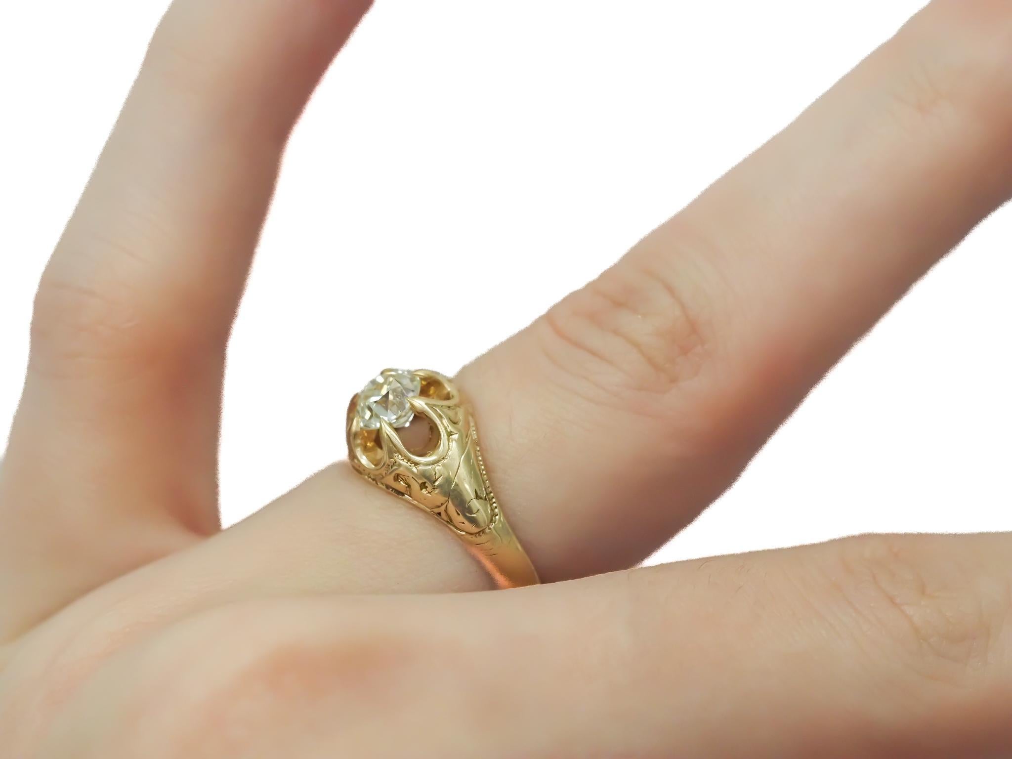 Circa 1900s GIA .68ct Old European Diamond Engagement Ring For Sale 4